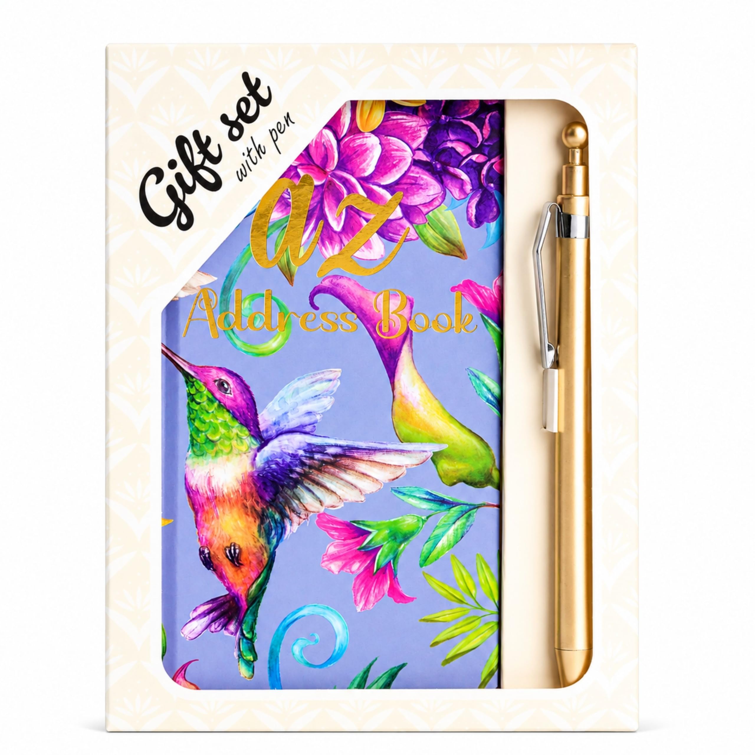 evelay Address & Telephone Book A-Z Slim Size with Pen & Gift Box (Bird)