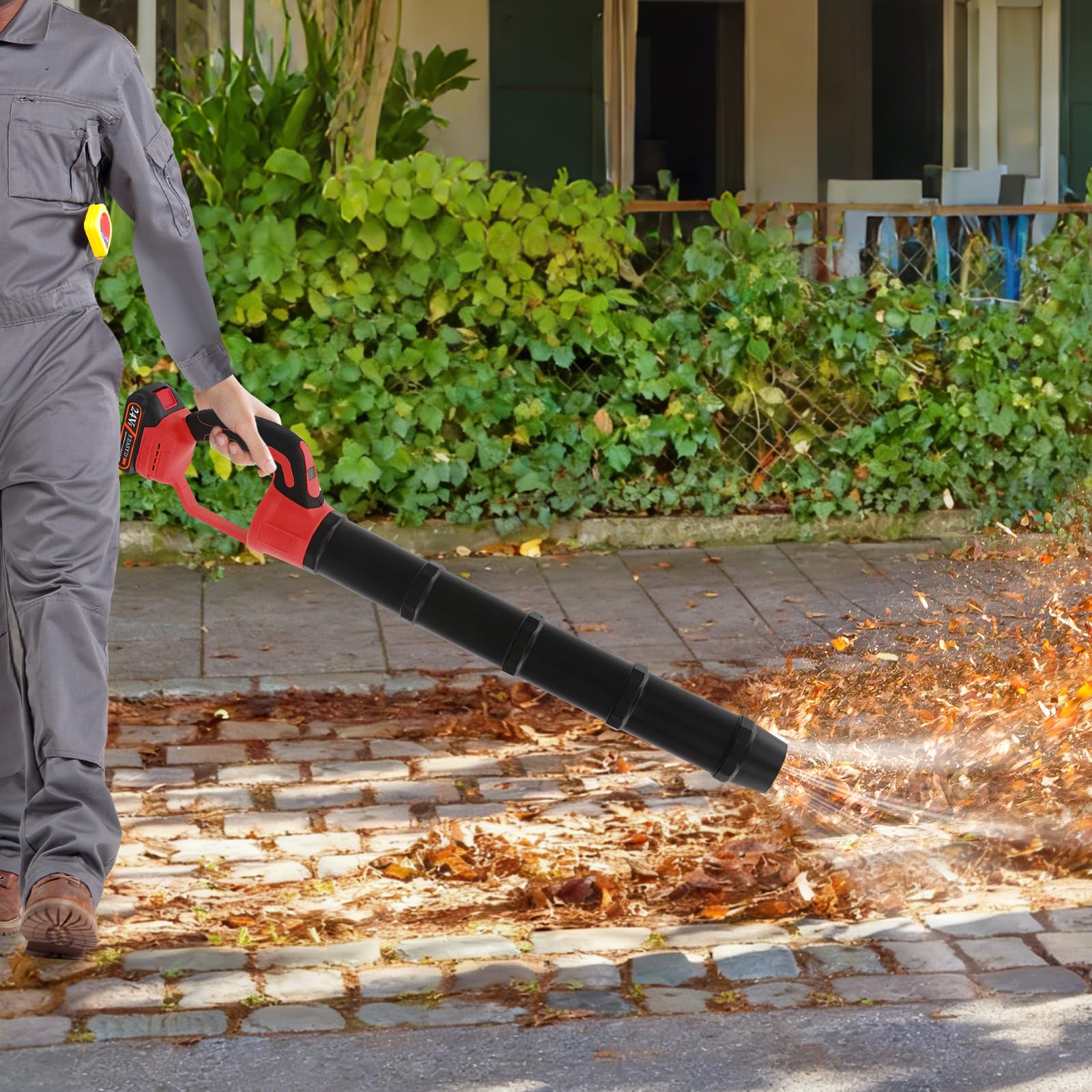 Soplador de hojas con batería de 21 V, inalámbrico, aspirador eléctrico con 2 baterías y cargador, 30000 rpm, soplador de hojas para hojas y polvo, pequeño y ligero para terraza, garaje y pasarela