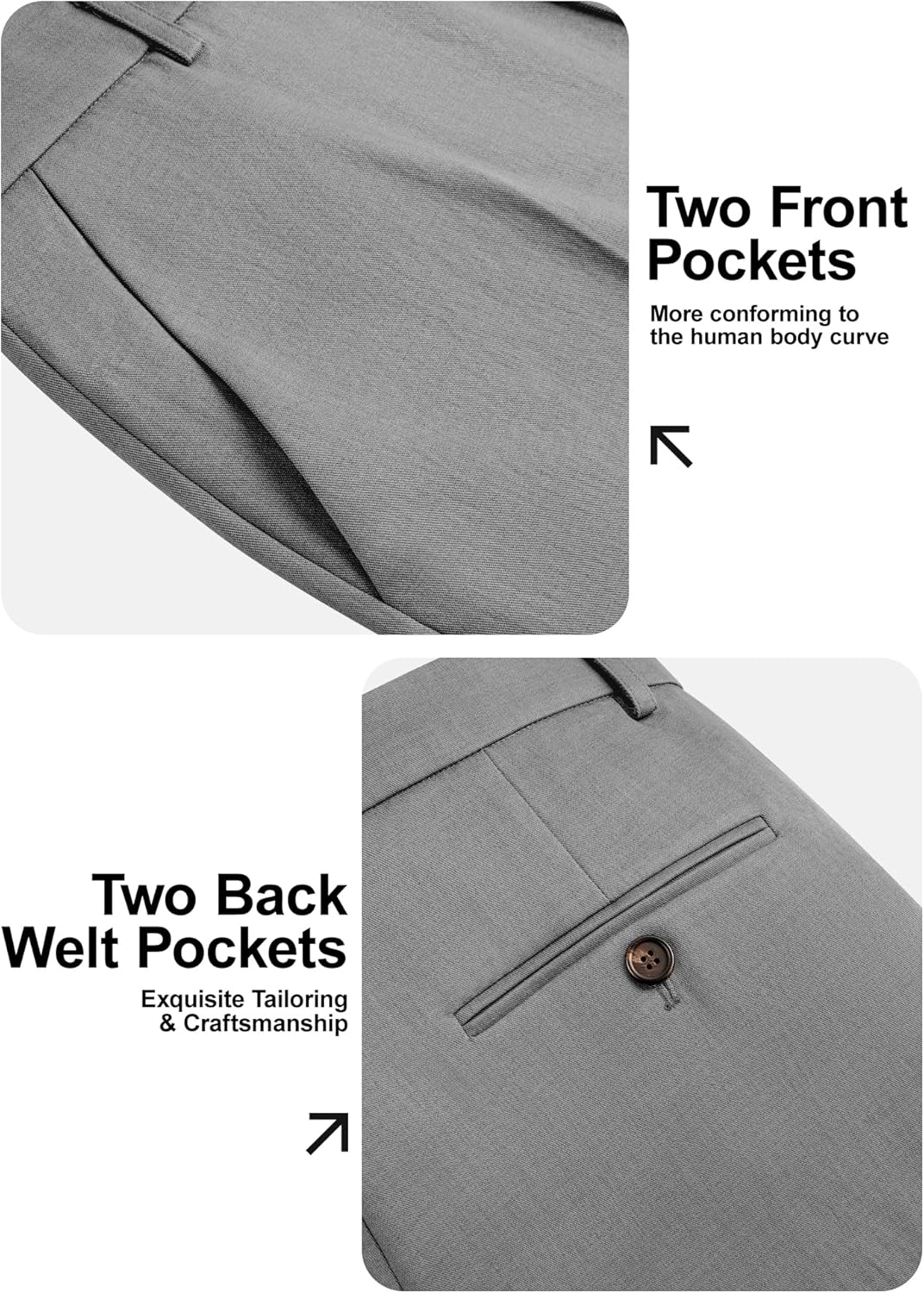 Comdecevis Mens Classic Fit Dress Pants Wrinkle-Resistant Slacks for Work,Golf,Business,Casual - Image 6