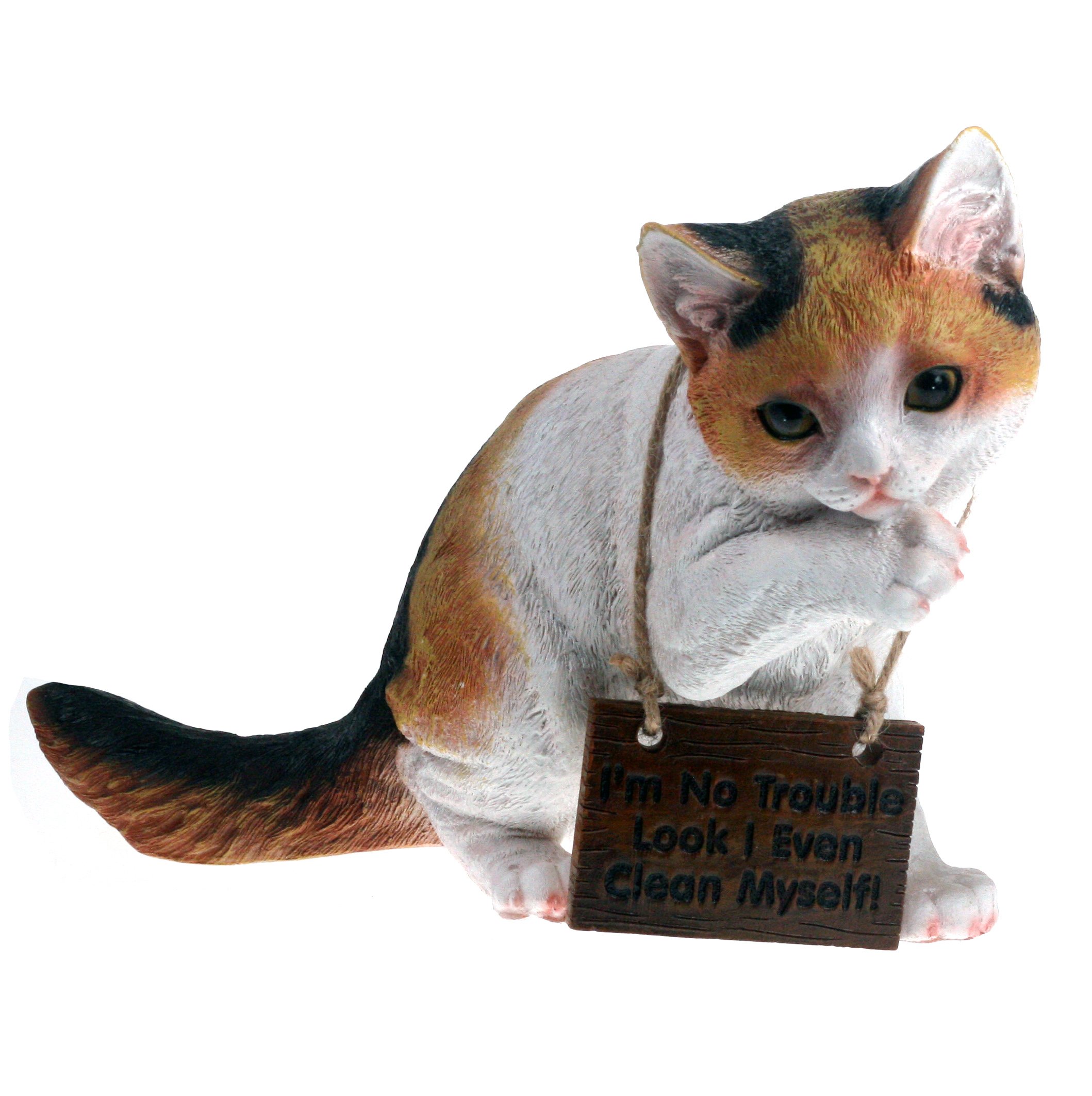 Monond Kylie Kitten Washing - Height 17cm Resin Garden,Porch Doorstep Ornament …