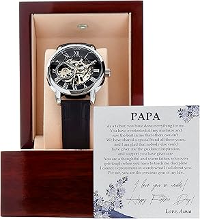 Men's Openwork Watch With Special Message Card Happy Father's Day Birthday Gift For Papa From Grandson Granddaughter I Love You, Father Birthday Gift, Meaningful Gift Him Birthday Gift for Dad