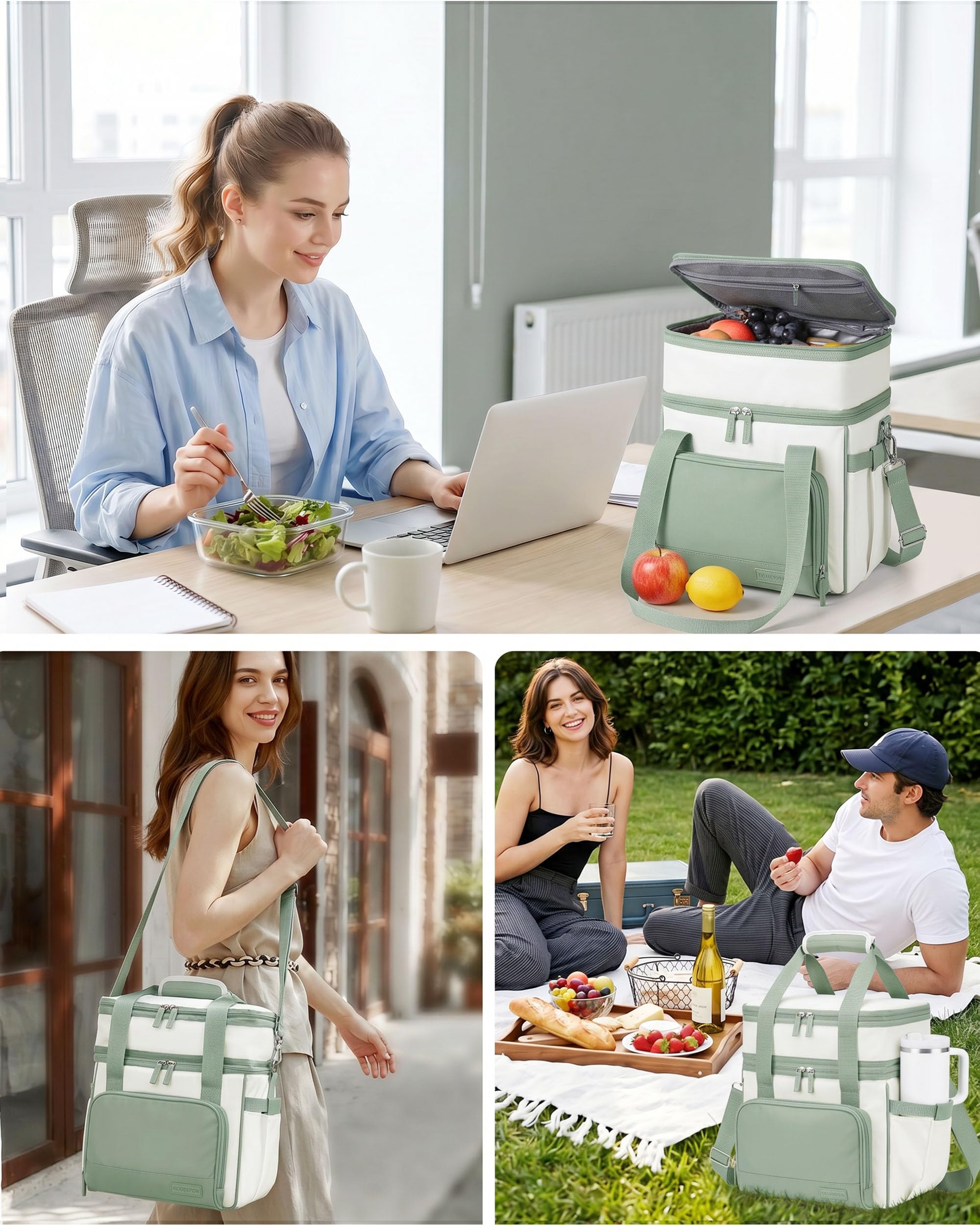 HOMESPON Sac Isotherme Femme 14L, double couche extensible | Sac isotherme, Bandoulière, Porte-gobelet, Travail, Bureau, Pique-nique