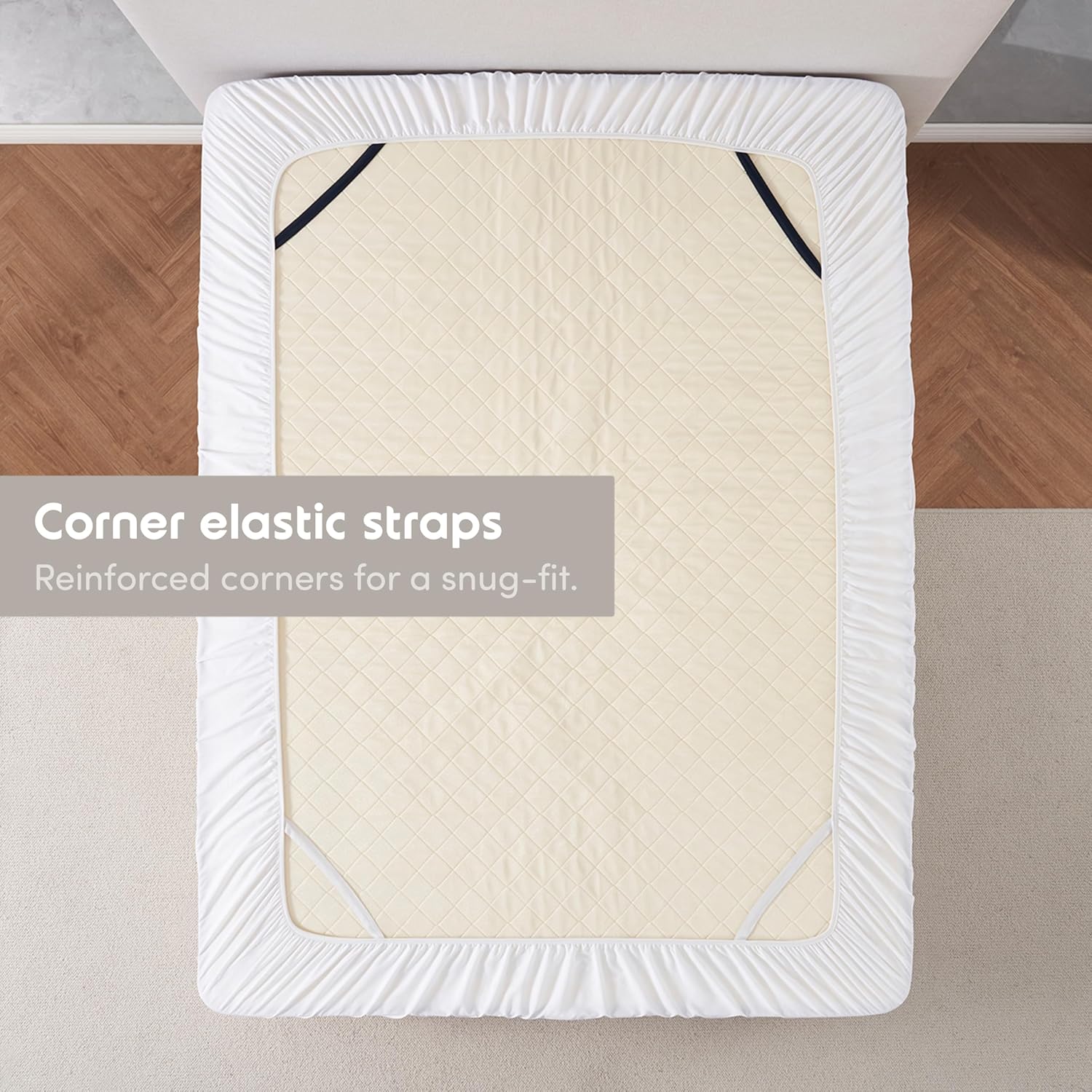 Nestl White Extra Deep Pocket Fitted Sheet Queen, Hotel Luxury Queen Fitted Sheet Only Easily Fits 18 to 24 Inch Mattress, Super Soft, Wrinkle-Free, and Breathable Bottom Sheets with Corner Straps