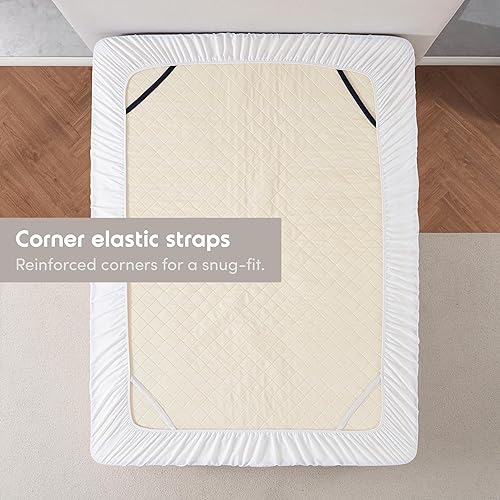 Miniatura 5 de Nestl Sábana bajera ajustable blanca de bolsillo extra profundo para niños, sábana bajera de lujo tamaño individual que solo se adapta fácilmente a