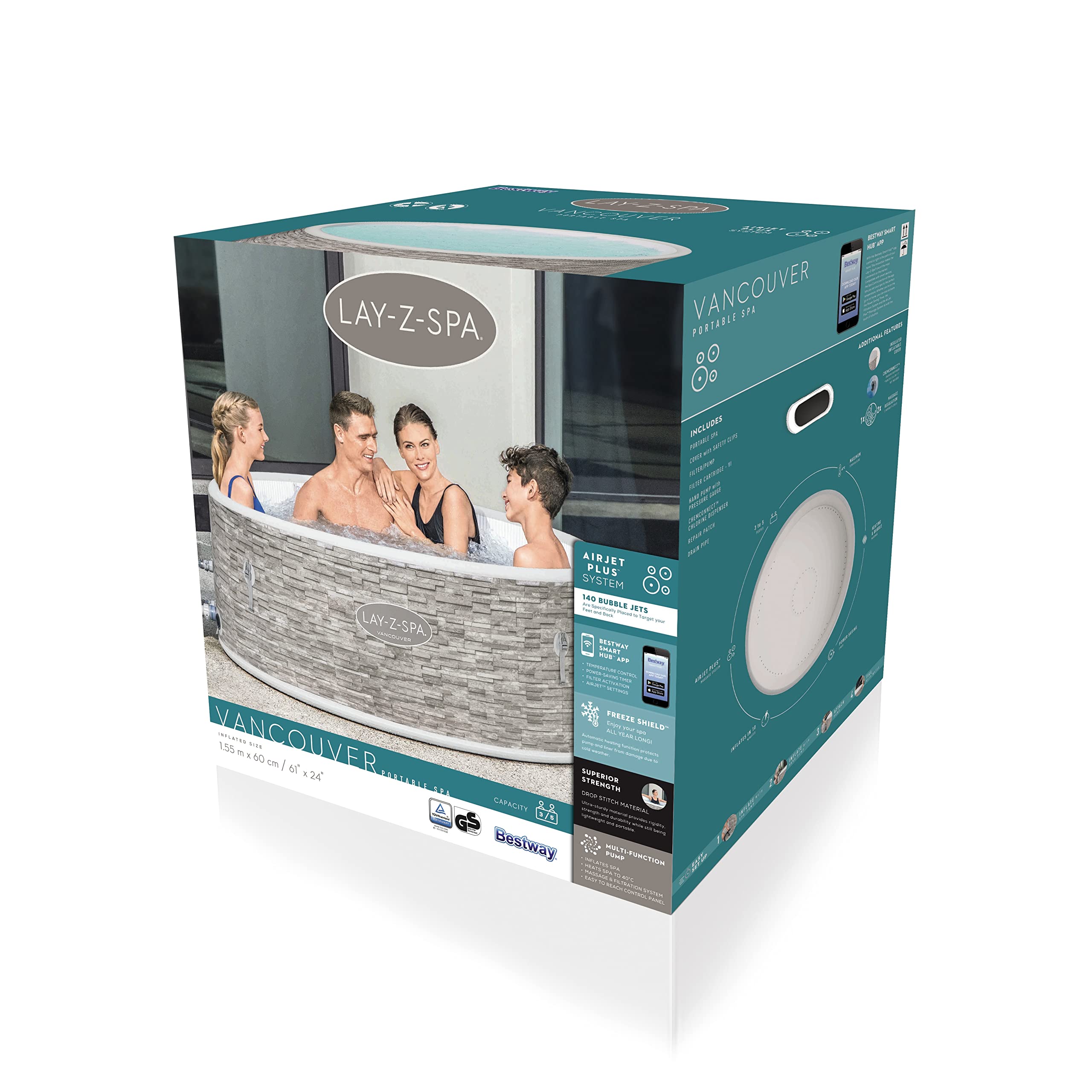 Bestway Lay-Z-Spa® 61"X24"/1.55M X 60Cm Vancouver Airjet Plus