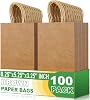 Small Brown Paper Bags with Handle Kraft Gift Bags 100 Pack, 5.25x3.25x8.25 Inch Small Gift Bag for Wedding, Christmas, Birthday Party Favors, Grocery, Craft, Retail Shopping, Goody, and Business