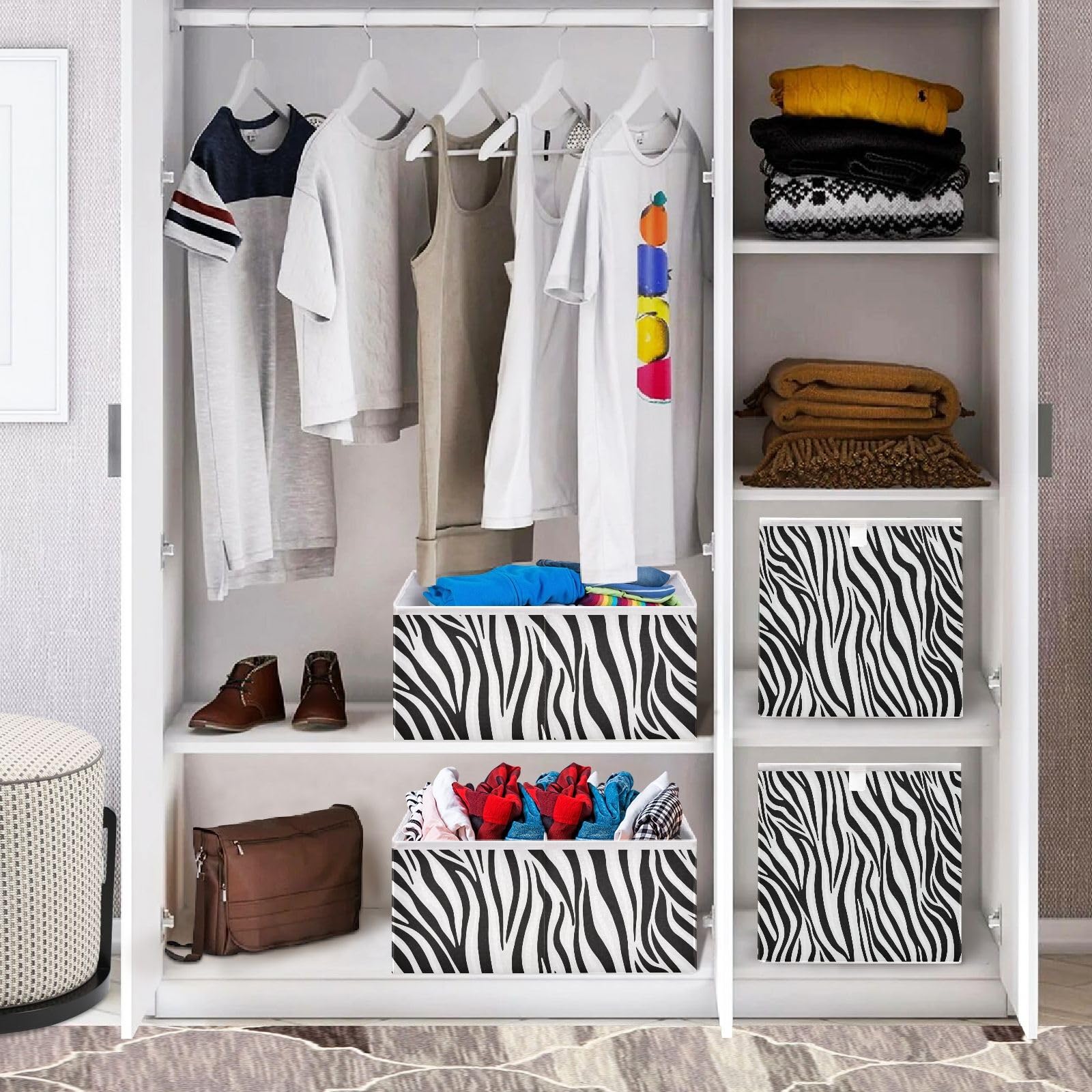Amazon.com - FLildon Cube Storage Bin Black & White Zebra Print