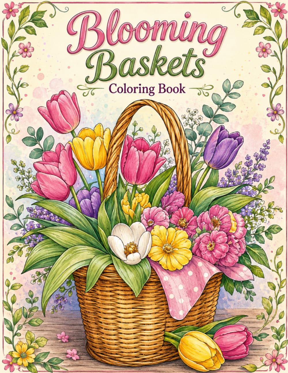 Blooming Baskets Coloring Book: A Cozy Collection of Elegant Floral Creations, Peaceful Botanical Scenes, and Relaxing Nature Artwork for Adults and Teens