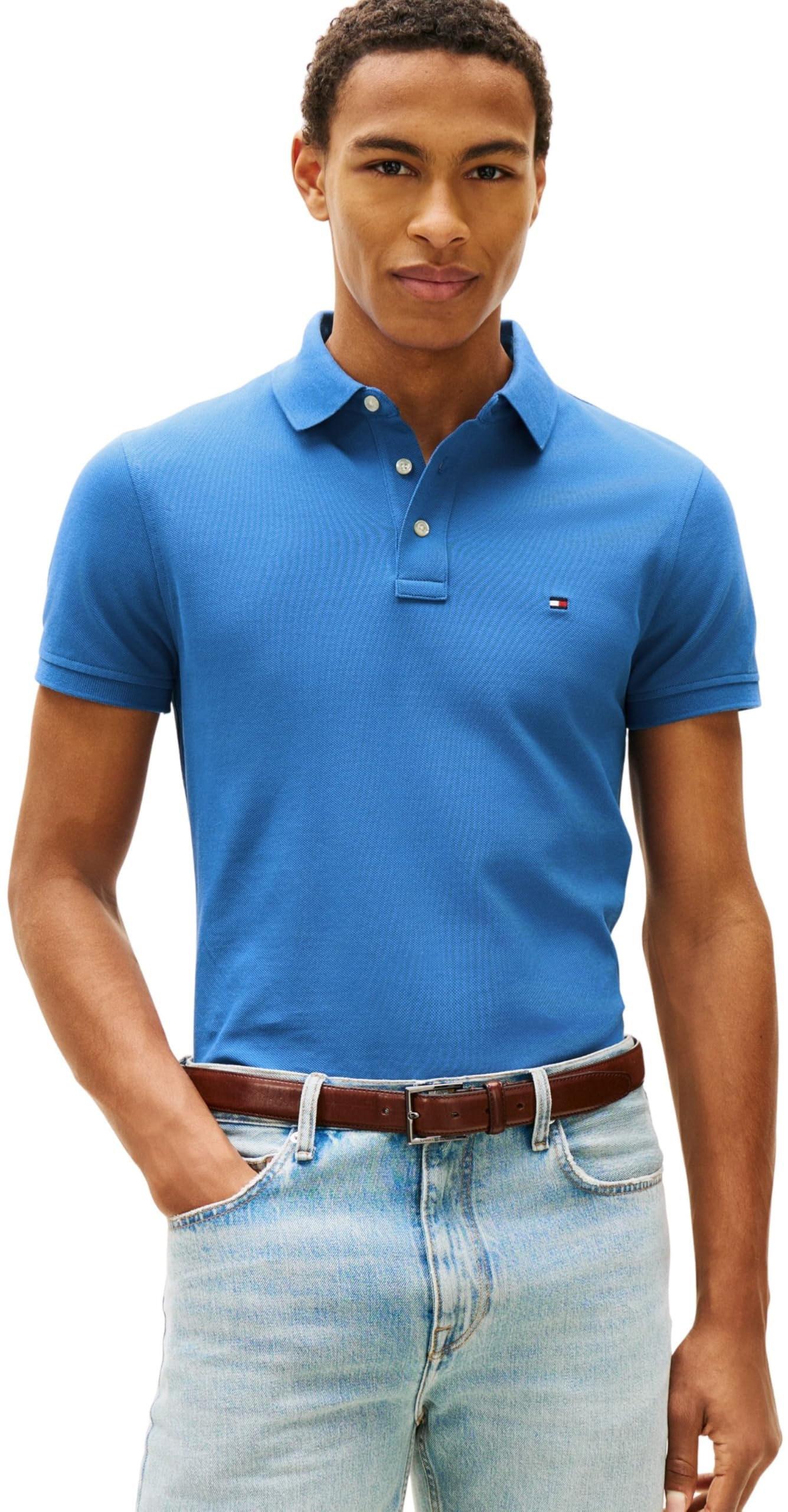 Tommy Hilfiger Men's 1985 Slim Polo MW0MW17771 S/S Polo, Blue, S