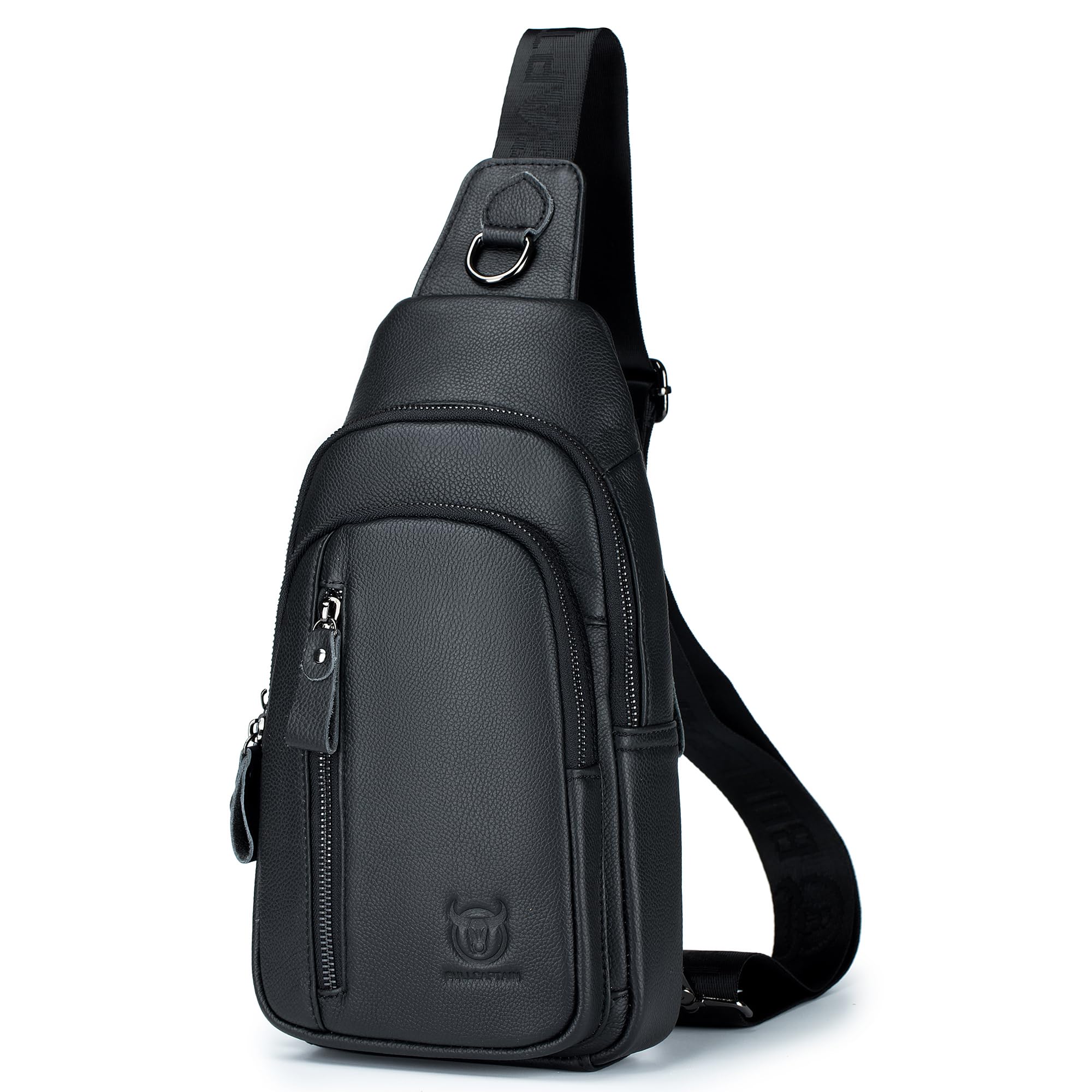 LUKZIJAES Genuine Leather Sling Bag for Men