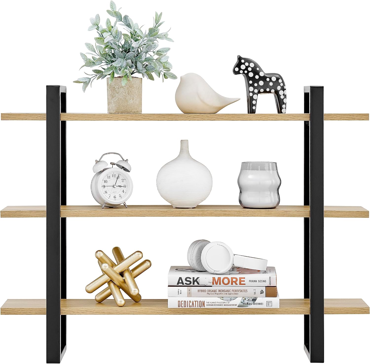 Danya B. Rio Three Tier Modular Floating Bracket Wall Shelf - Chestnut
