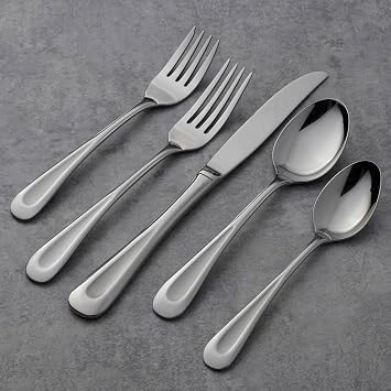 Oneida Satin Sand Dune 45-Piece 18/0 Silverware Set for 8, Flatware | sandblasted finish, dishwasher safe | includes serving spoons and utensil set | heavy duty, cutlery set
