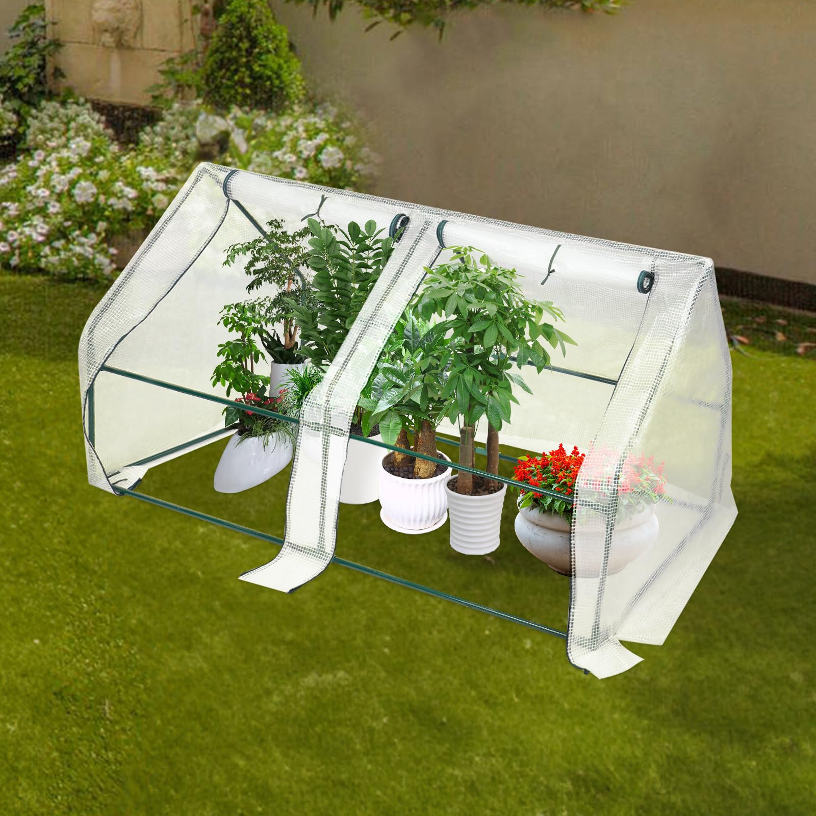 Szklarnia foliowa, z tworzywa sztucznego, szklarnia na sadzonki, pomidorów z kratką na warzywa, 180 × 90 × 90 cm, na balkon, taras, podwyższone grządki, dziedzińce i do ogrodów