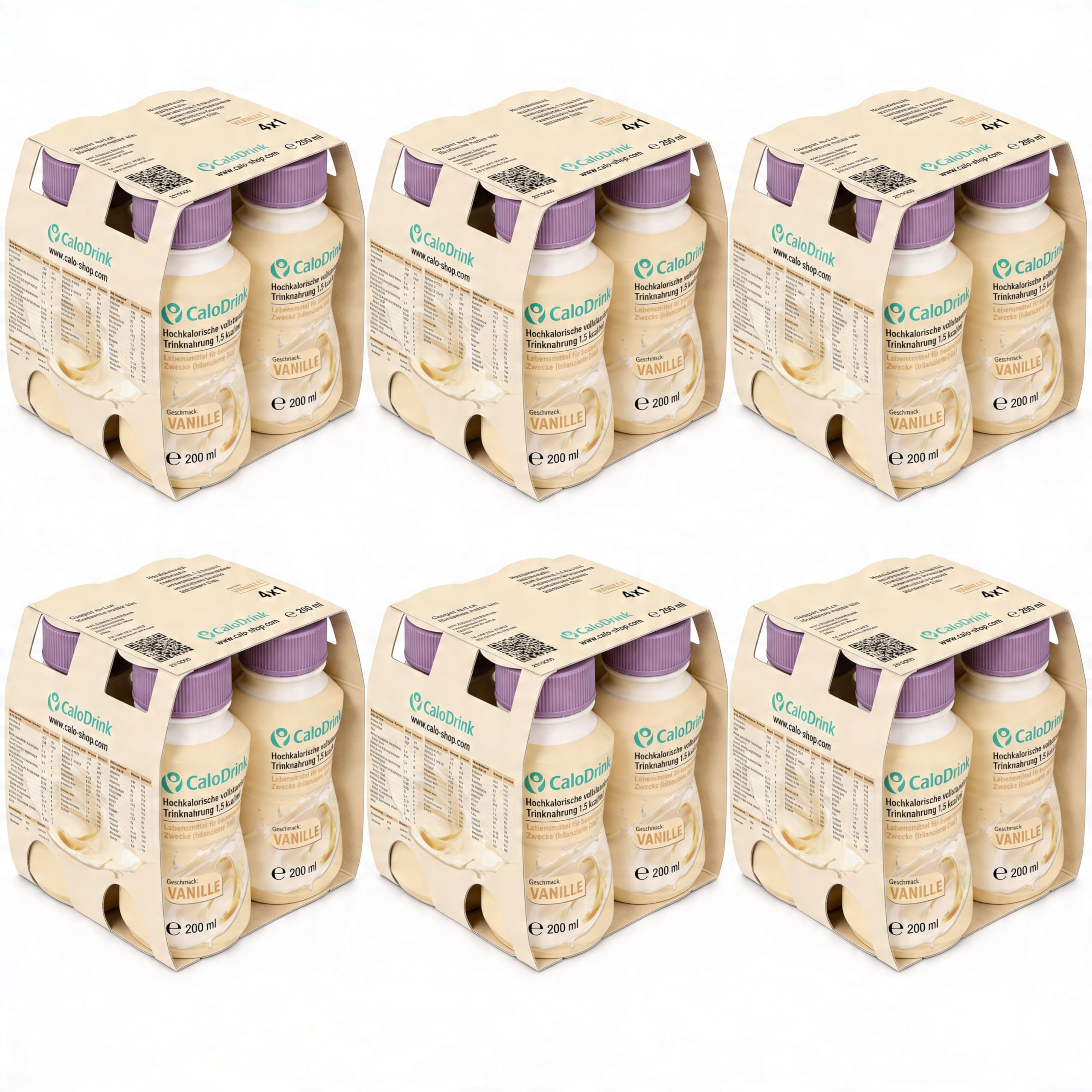 𝗖𝗮𝗹𝗼𝗗𝗿𝗶𝗻𝗸 Vanille 24x200 ml vollständig bilanzierte hochkalorische Trinknahrung | Astronautennahrung & Trinkmahlzeit zum Zunehmen | Aufbaukost & Aufbaunahrung | 300 kcal pro Flasche