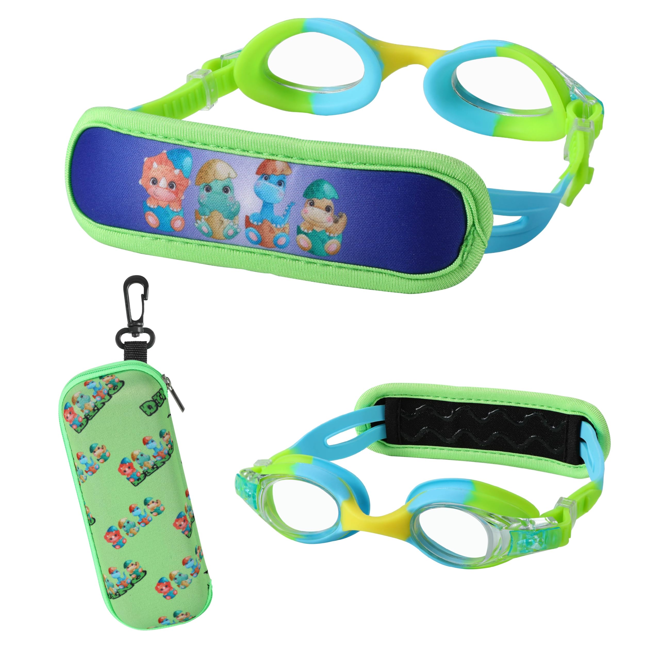 HYDROCOMFY Swim Goggles Kids 3-6 No Hair Pull, Toddler Goggles Padded Strap, Child Swimming Goggles with Case
