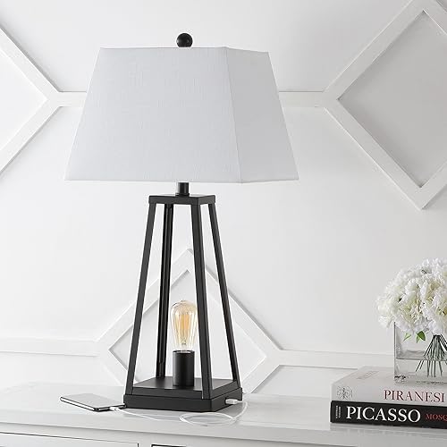 Miniatura 6 de Eyely EYL8503A - Lámpara de mesa LED de hierro industrial clásica de 28.5 pulgadas con puerto de carga USB para sala de lectura, sala de estar,