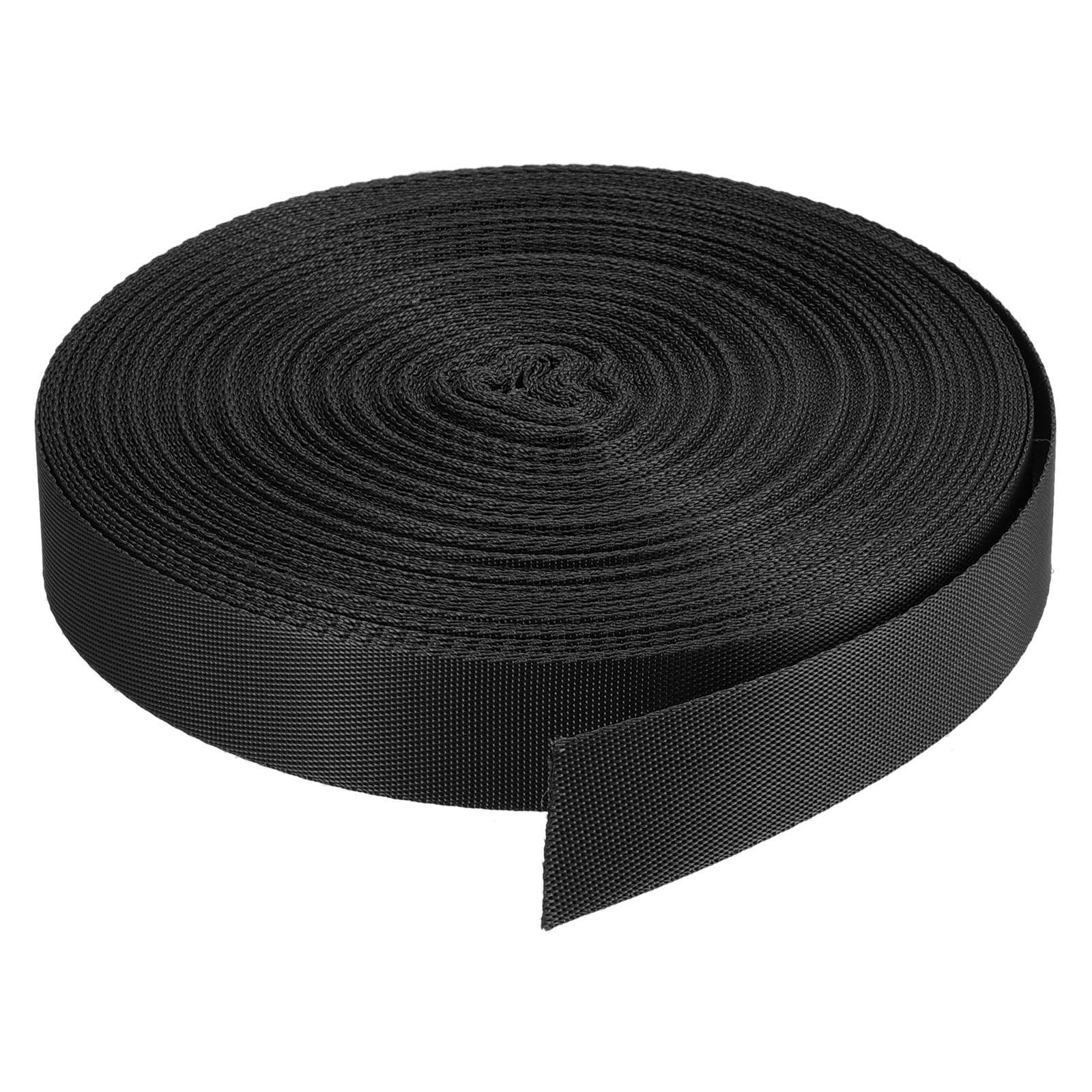 MACHSWON Nylon Webbing Strap 1 inch Black Flat Nylon Webbing Straps 2.5cm 30 Yards Durable Nylon Strap for Backpack,Cargo Strap,Luggage-rack,Pet Collars,Crafts