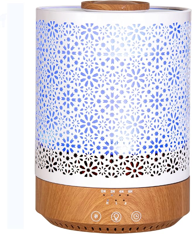 2500 ML Humidifier with Essential Oil Diffuser Combo Aroma Home Décor Design for Large Bed Bath Kids Baby Living Rooms Big Capacity LED Lights Scent Ultrasonic Cool Mist Wood Grain F006