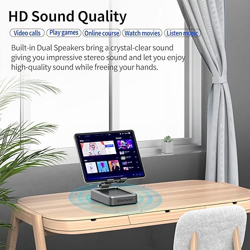 Miniatura 5 de Jteman Soporte inalámbrico para tablet con altavoz Bluetooth, ajustable con altavoces Bluetooth, regalos para mujeres y hombres, accesorio de cocina