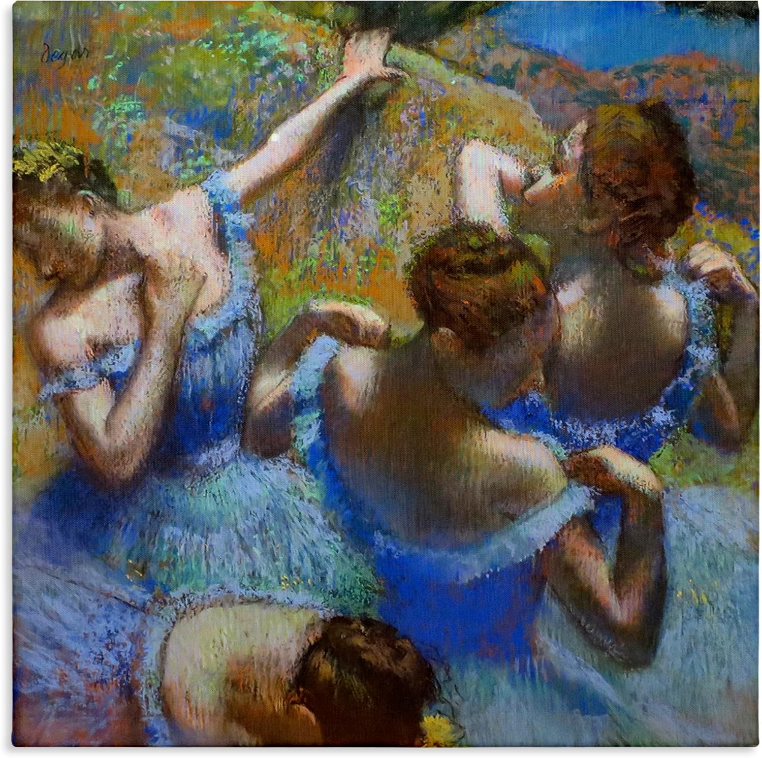Stupell Industries Ballet Dancers Blue Green Classic Painting, Design by Edgar Degas Wall Art, 30x30, Canvas