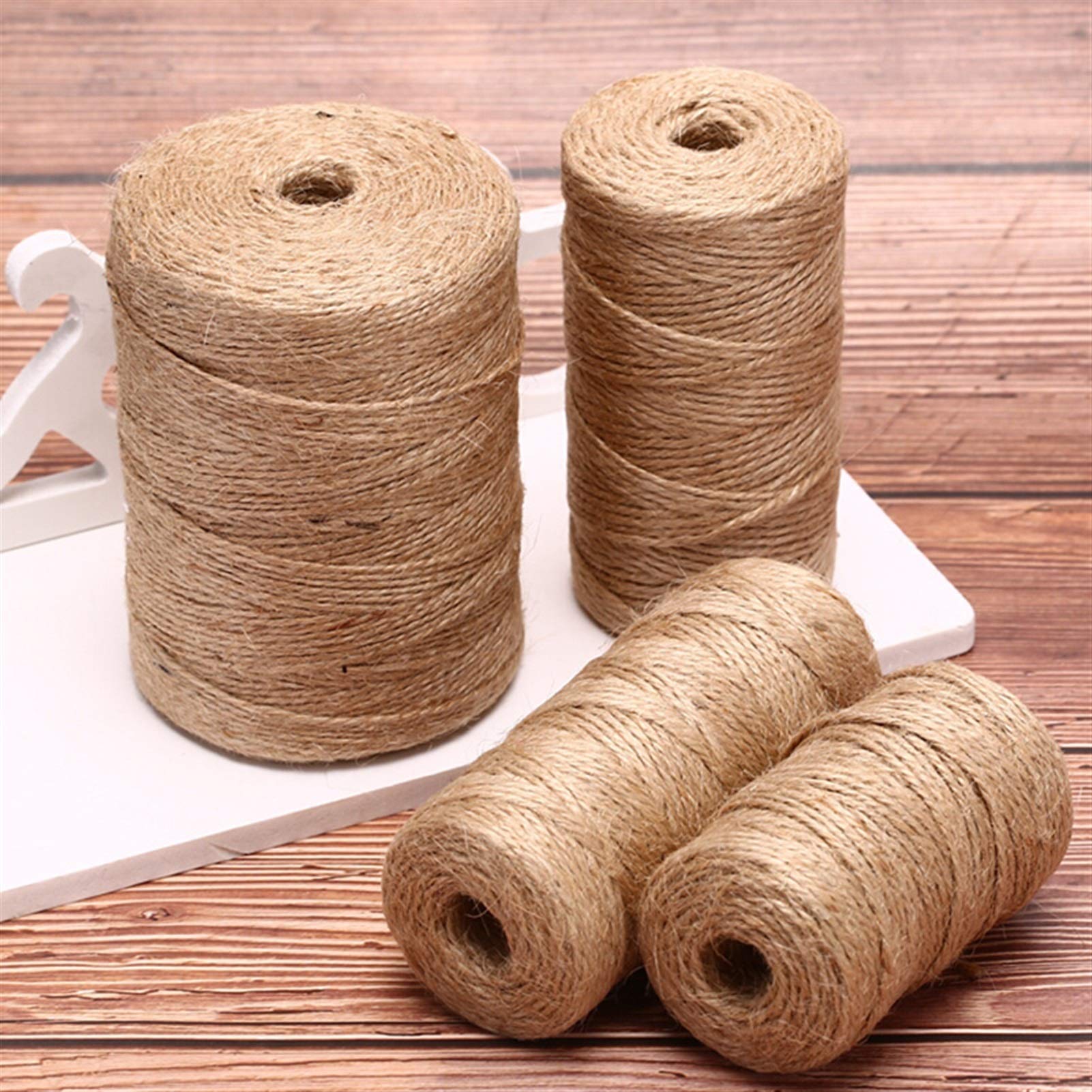 Zkenshan-Natural Jute Twine DIY Scrapbooking Florists Craft Decor Natural Jute Twine Burlap String Hemp Rope Party Wedding Gift Wrapping Cords Thread, Natural Jute Fiber (Color : 50m)