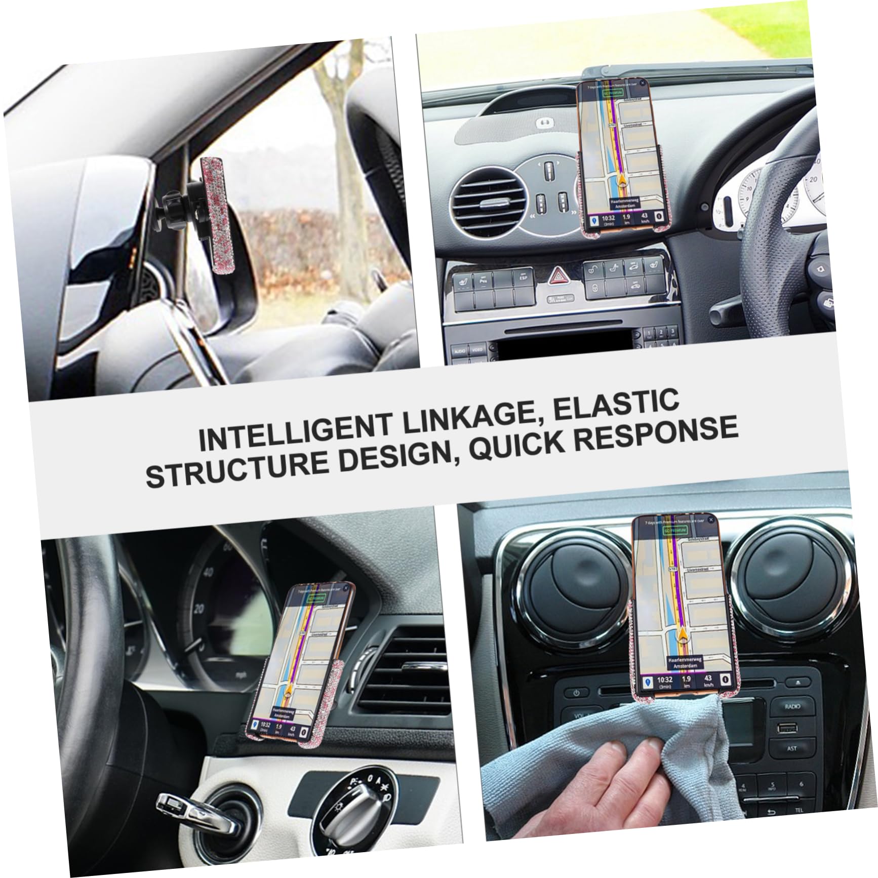 Didiseaon 3pezzi Supporto Per Telefono Auto Con Strass Portatile e Facile Da Installare Per Ventilazione Auto Compatibile Con Smartphone Design Elegante e Leggero