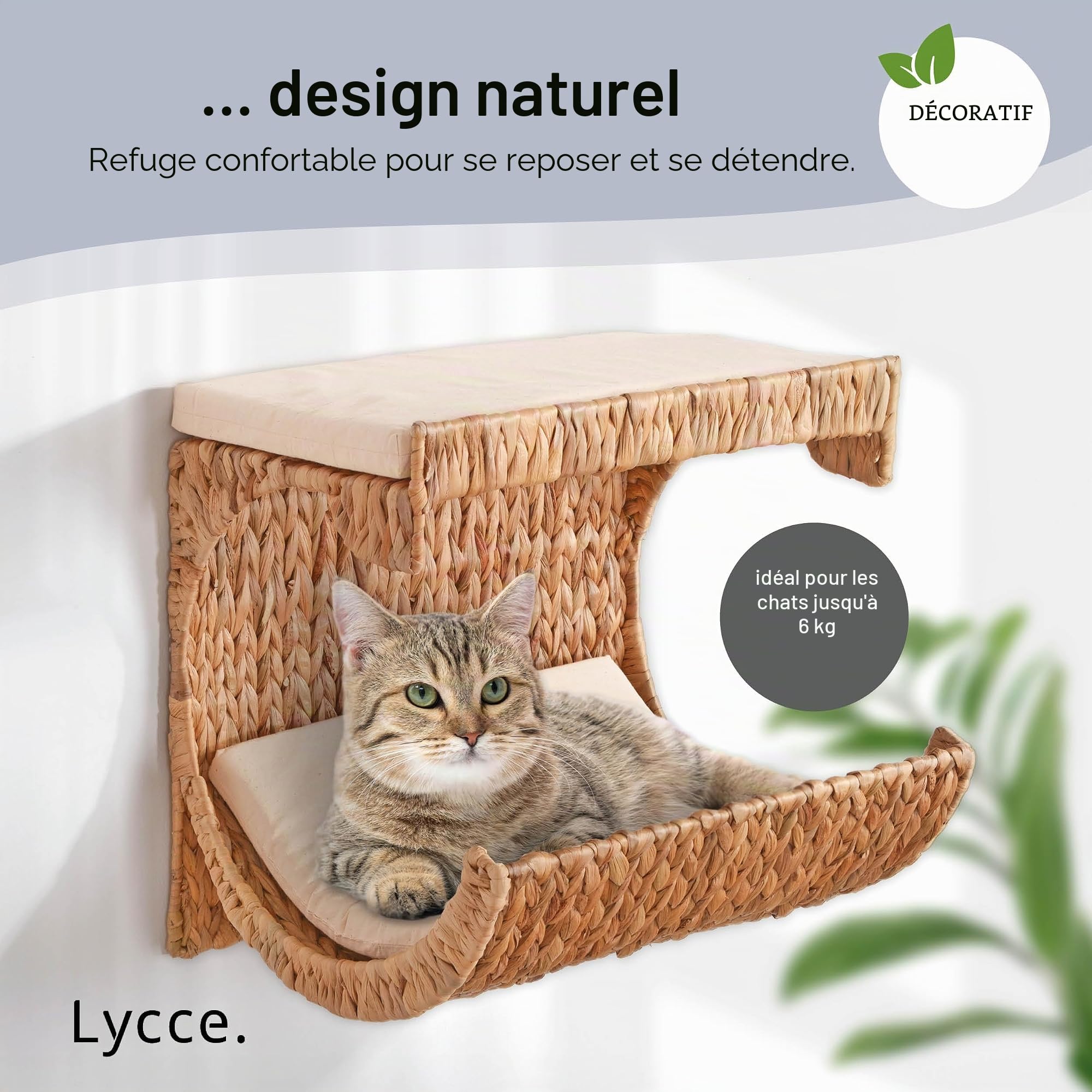 Panier mural pour chat en jacinthe d'eau