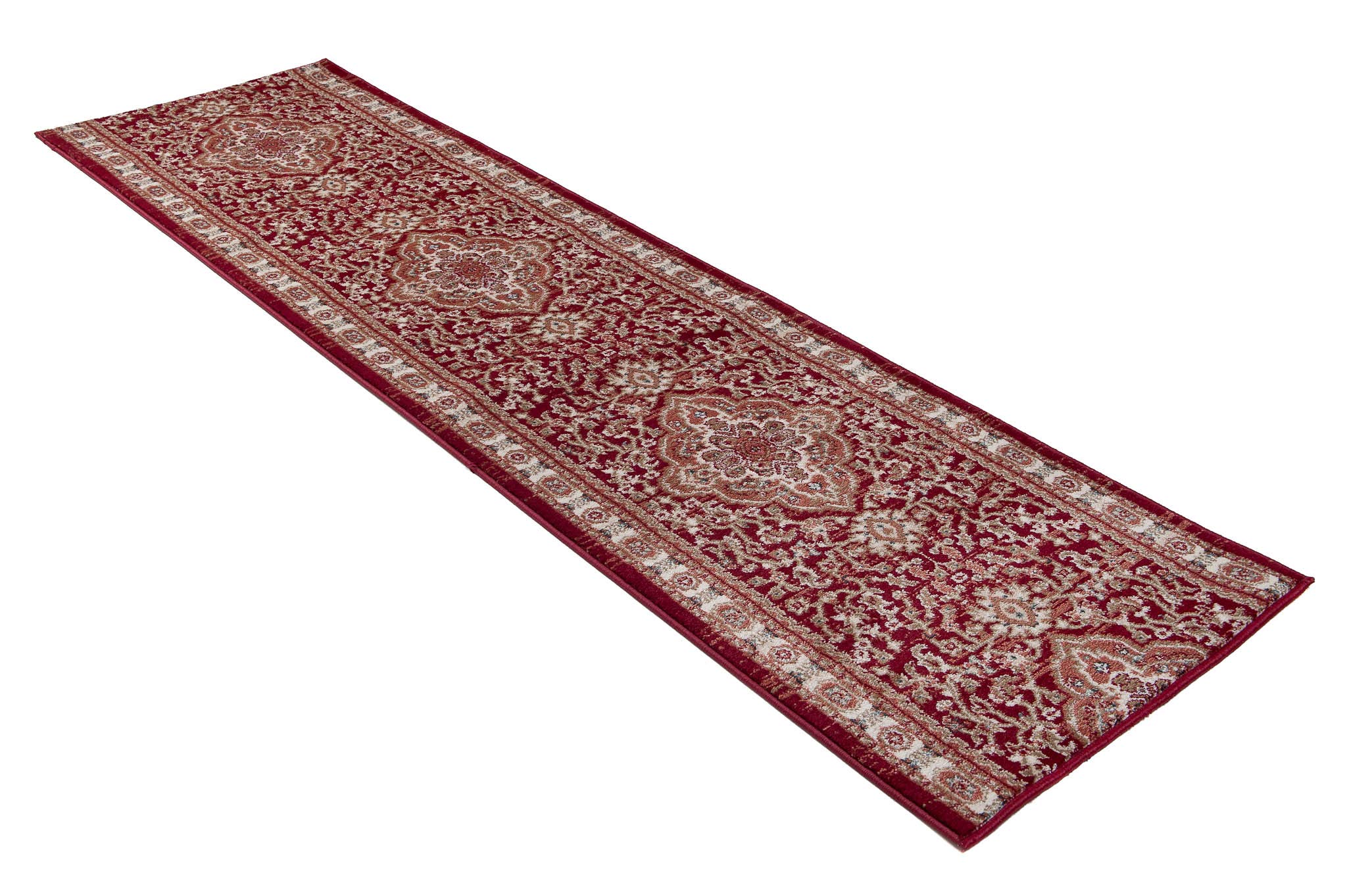 Carpeto Rugs Blumen Teppich Läufer Flur - Orientalisch Teppichläufer - Kurzflor, Weich - Flurläufer für Wohnzimmer, Schlafzimmer - Teppiche - Meterware - Burgund Rot - 120 x 180 cm
