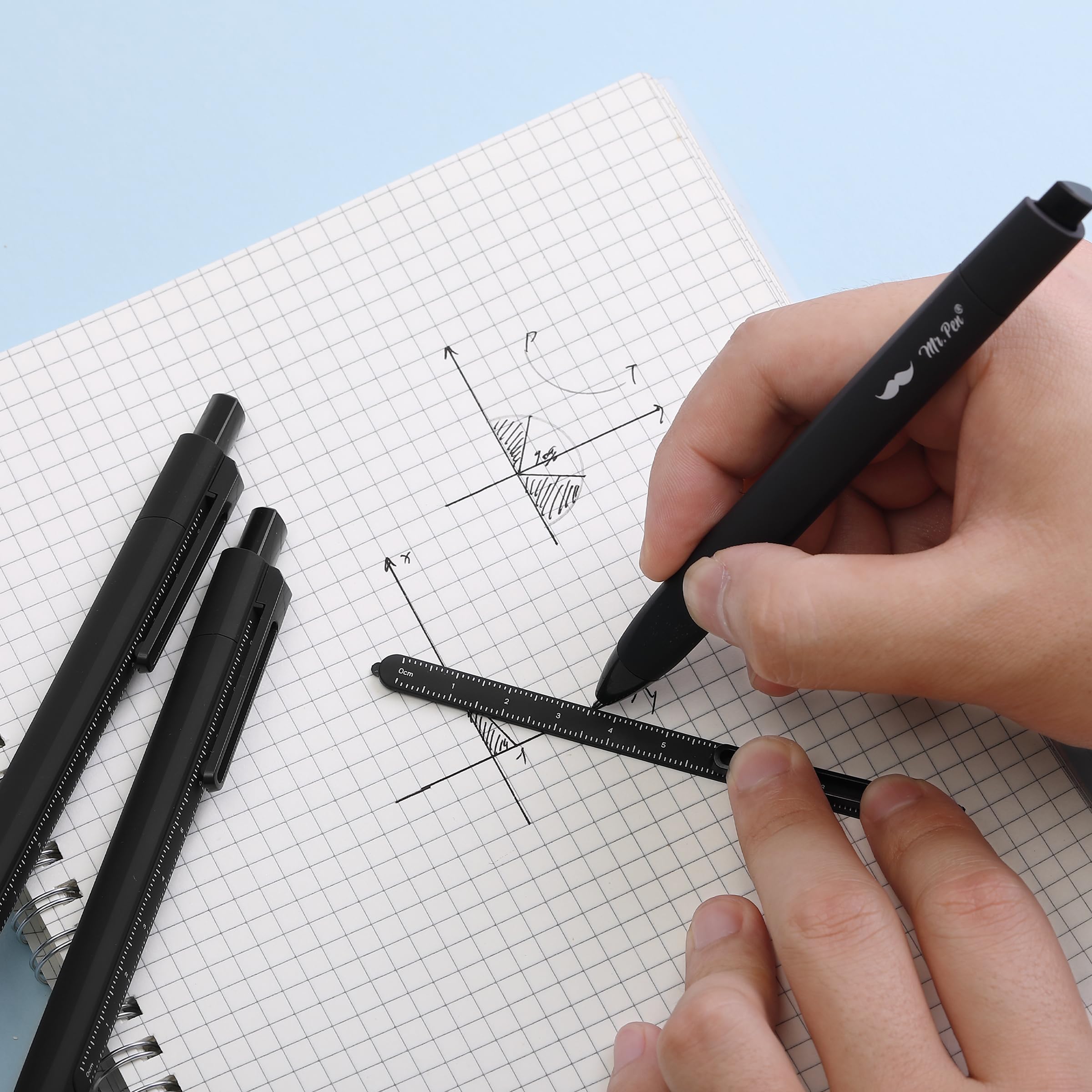 Mr Pen- Retractable Gel Pens With Ruler 3 Pack Black Ink Fine Point 0 5mm Aesthetic for Journaling — view 7