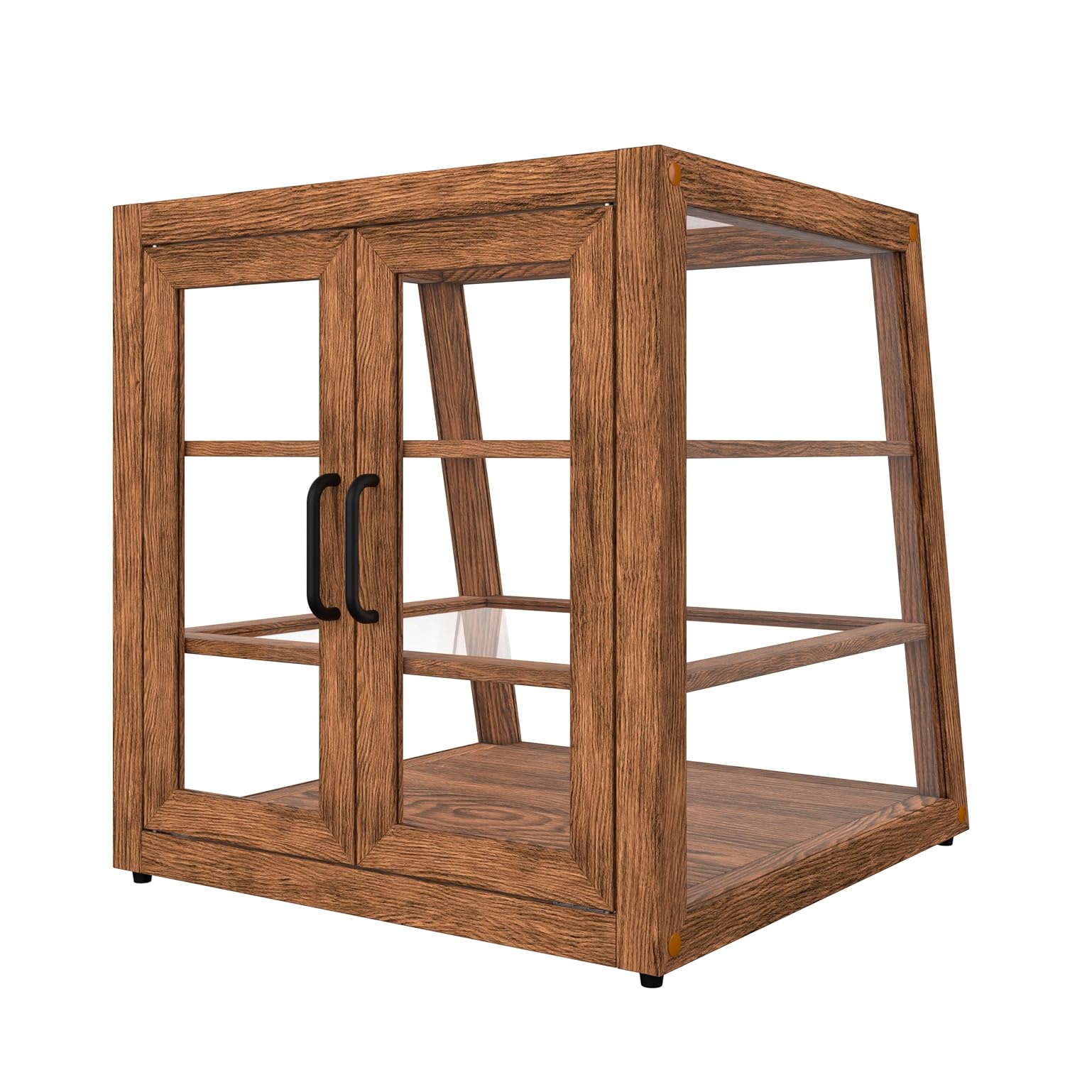 KoolMore 21 in. Dark Wood Slanted Countertop Dry Bakery Display Case, Bread, Pastry and Dessert Display with Tempered Glass