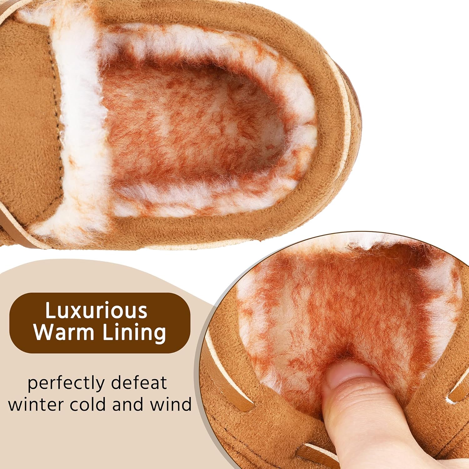 Boys & Girls Memory Foam Moccasin Slippers - Furry Plush Lining, Non-Slip Indoor/Outdoor for Big Kids, Little Kids & Toddler - Image 3