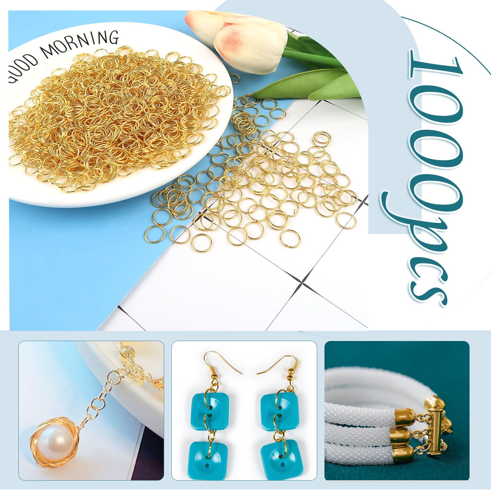 TOAOB 1000pcs Metal Open Jump Rings 10mm Gold Chain Linker Connector for DIY Bracelets Necklace Jewelry Making and Key Chains - Image 3