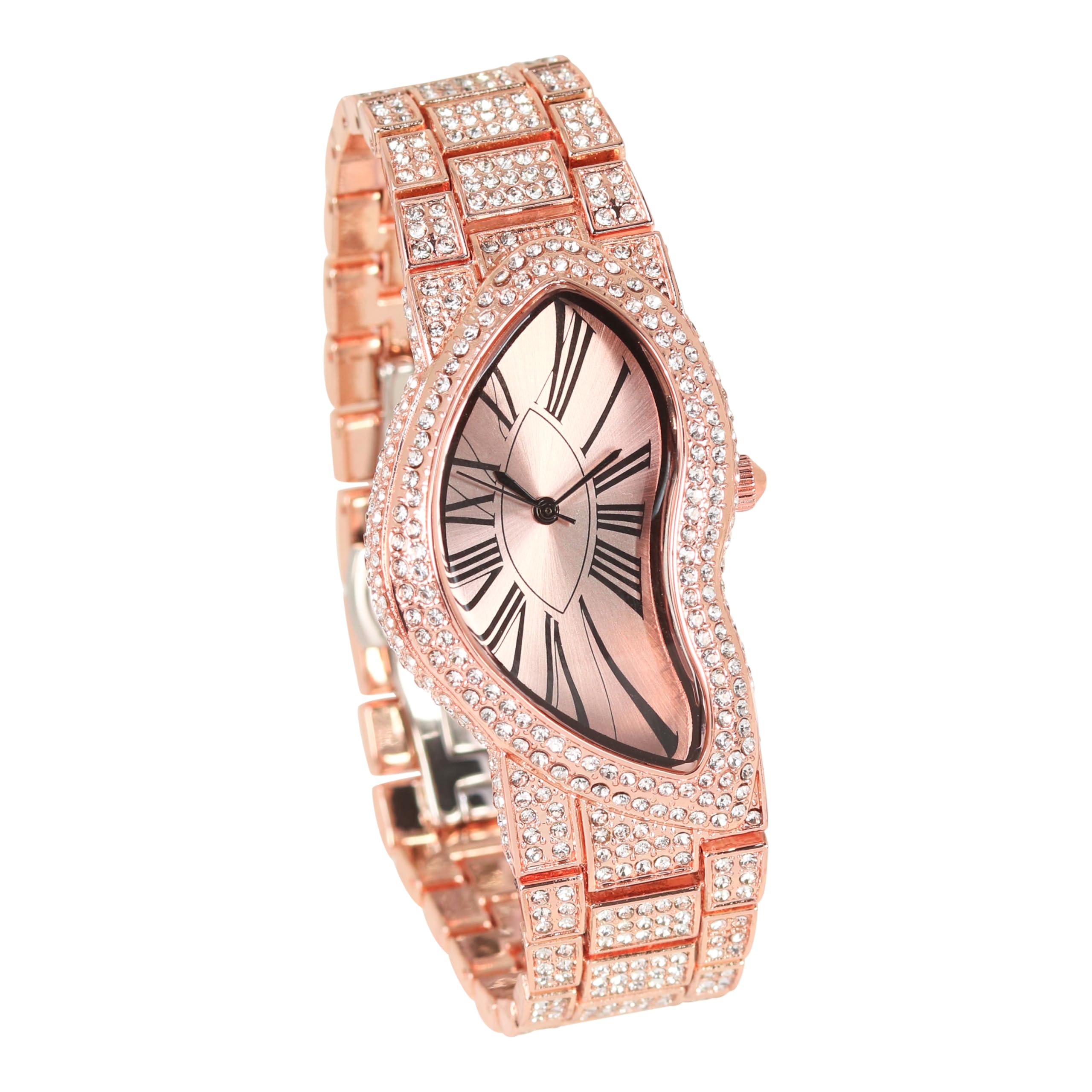 Orologio analogico da uomo completamente ghiacciato da 30 mm con quadrante asimmetrico – Damond's – Design elegante tempestato, orologio elegante regalo per lui