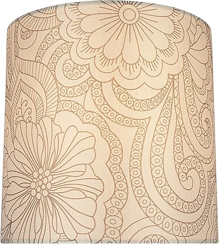 Miniatura 2 de Aspen Creative 58305, pantalla Drum Uno, patrón floral crema, 8 pulgadas superior x 8 pulgadas inferior x 8 pulgadas de alto, deslizamiento UNO