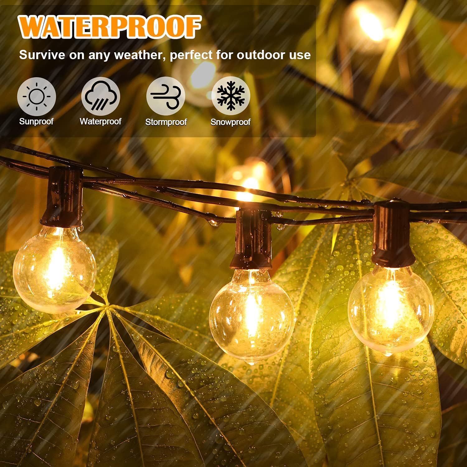 Svater 13 Metros Guirnalda Luces Exterior G40 LED Guirnaldas Luminosas de Exterior Impermeable IP45, Cadena de Luz para Jardín Terraza Patio Fiesta, 2700K Blanco Cálido