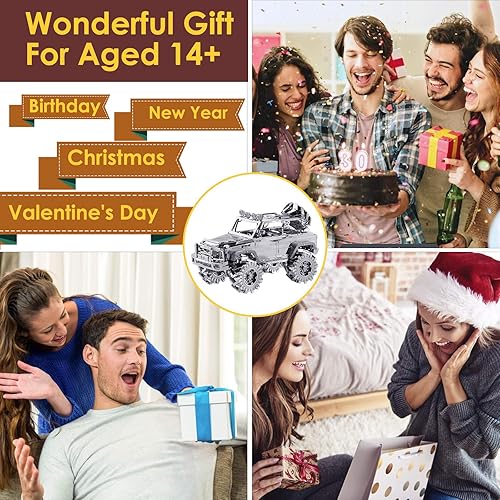 Miniatura 7 de Piececool Rompecabezas de metal 3D, kit de modelo de automóvil, kit de construcción de modelos de automóvil, rompecabezas 3D, rompecabezas 3D, kits