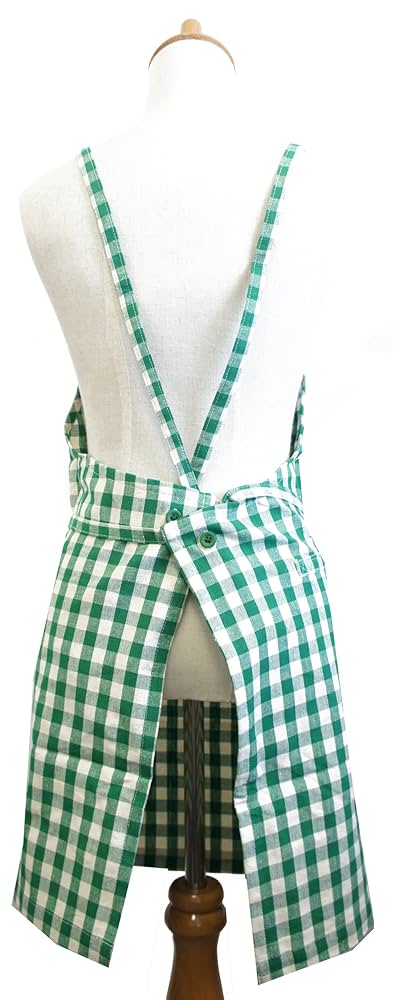 グリーン系チェック柄エプロンワンピース グリーン系チェック柄エプロンワンピース チェック柄保育士