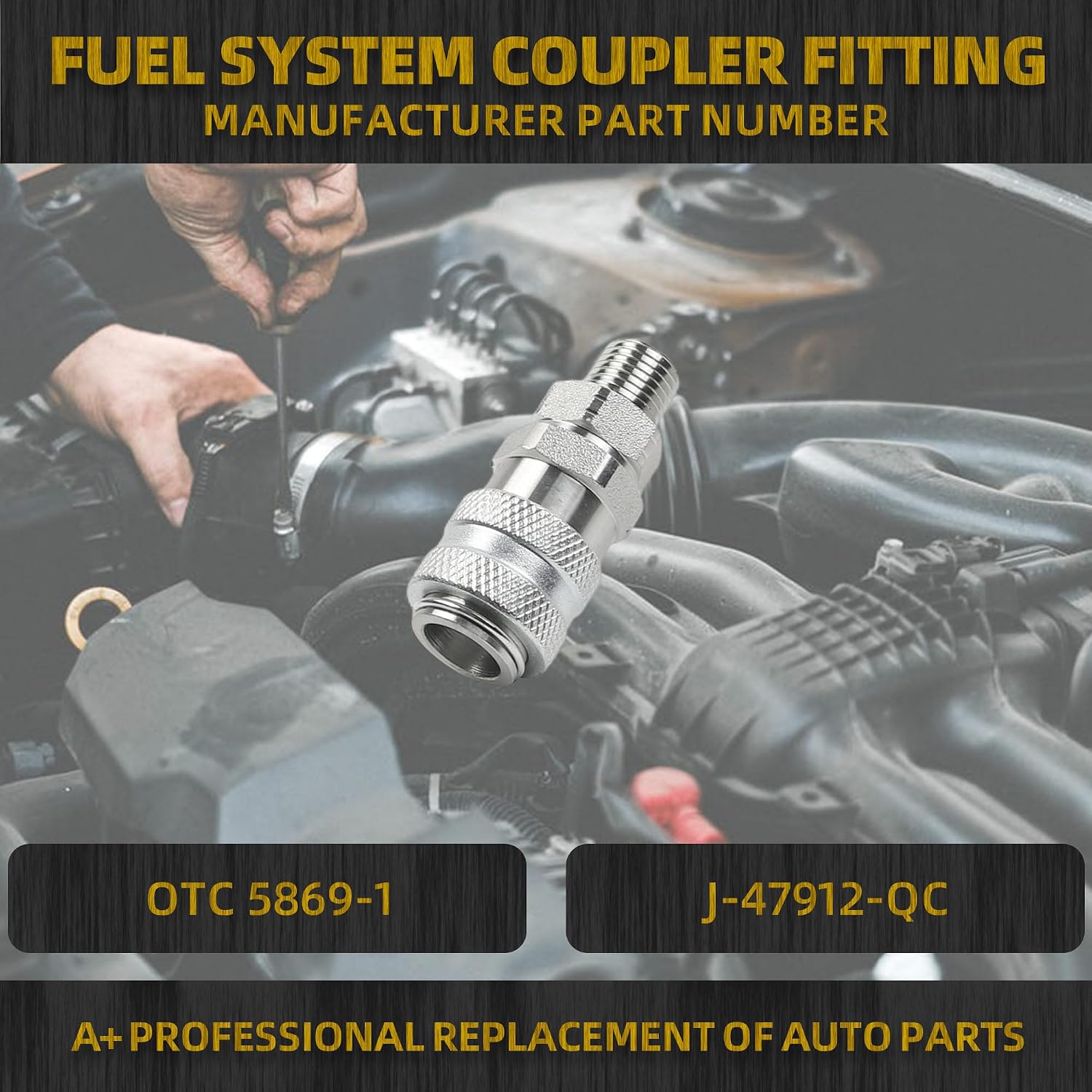 Dasbecan OTC 5869-1 Fuel System Coupler Fitting Compatible With Detroit Diesel S60, Cummins, Caterpillar, MBE900, MBE4000 Engines,Replaces# J-47912-QC