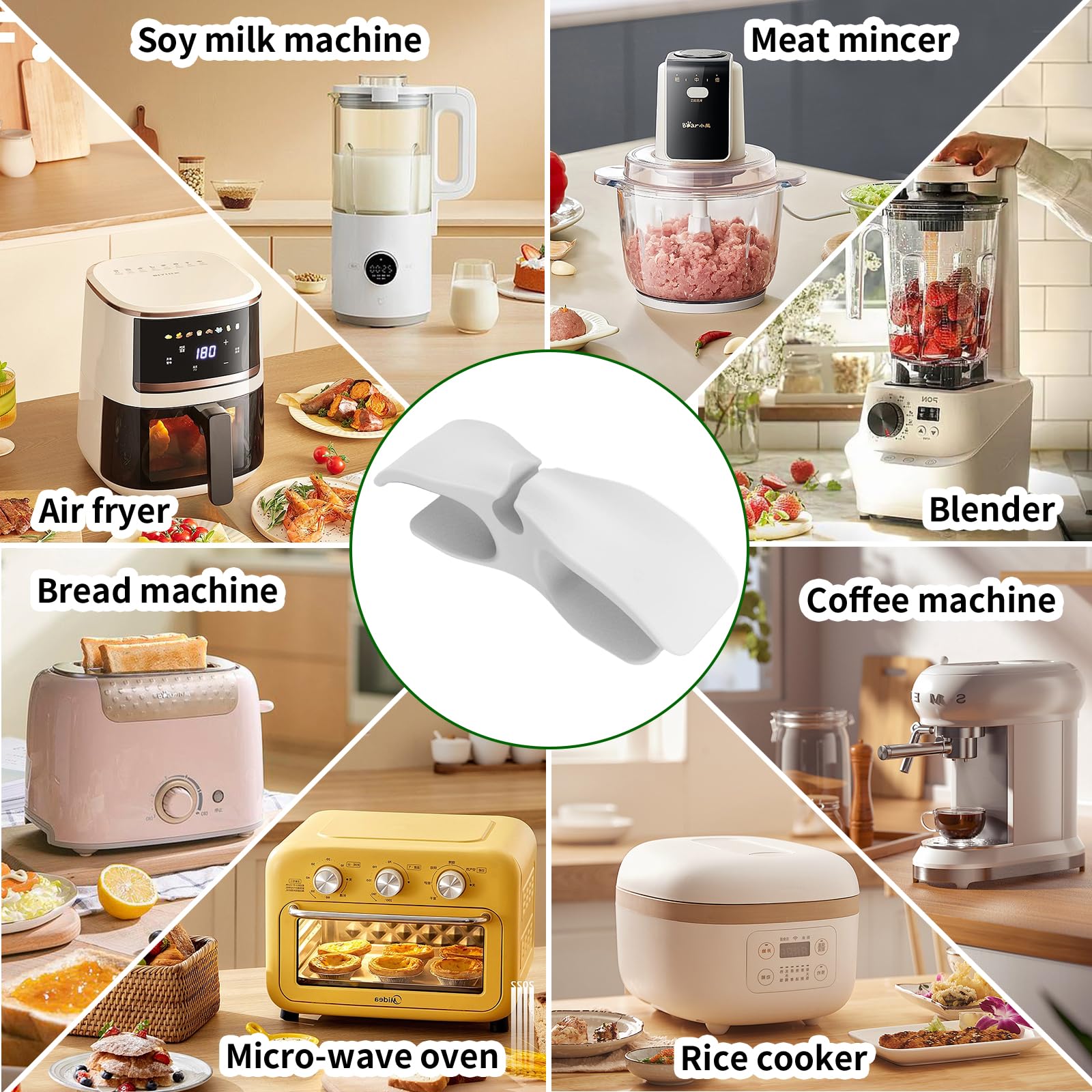 6 Pezzi Organizer per Cavi Elettrodomestici,Cord Organizer a Clip per Cavo Per Elettrodomestici Da Cucina per Cavi da Cucina fermacavi Adesivi per Mixer Tostapane Cooker Air Fryer