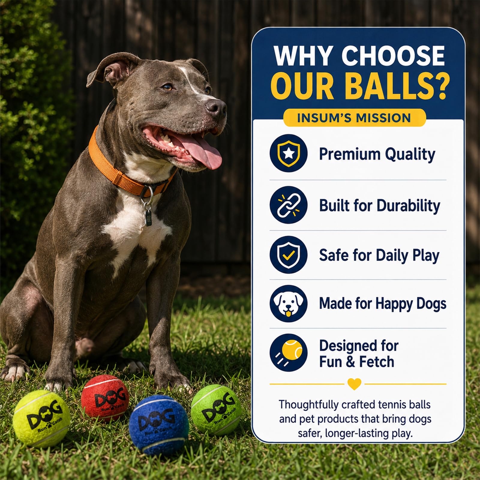 INSUM Quietschende Tennisbälle für Hunde, 6,3 cm, langlebig, ungiftig, Outdoor-Hundespielzeug, Bälle mit Netztasche, SGS-zertifiziert, buntes Apportierspielzeug, mittelgroße und große Rassen, 50 Stück