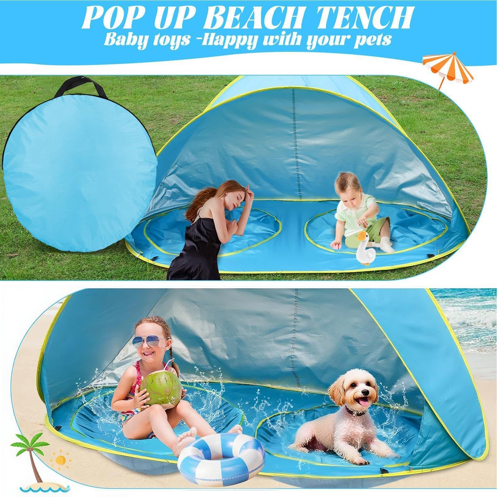 Tienda de Playa para Niños Protección Solar UV contra el Sol | Pop-Up para Playa para Campamento de Verano, Natación, Jardín y Guardería