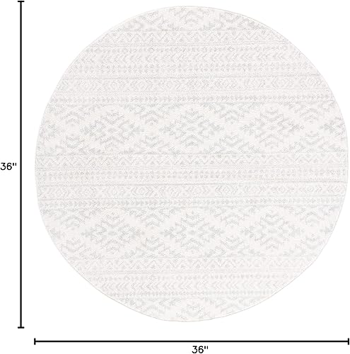 Miniatura 2 de SAFAVIEH Tapete de la colección Tulum redondo de 3 pies, color marfil y gris claro, diseño tribal bohemio marroquí, no desprende pelo y es de fácil