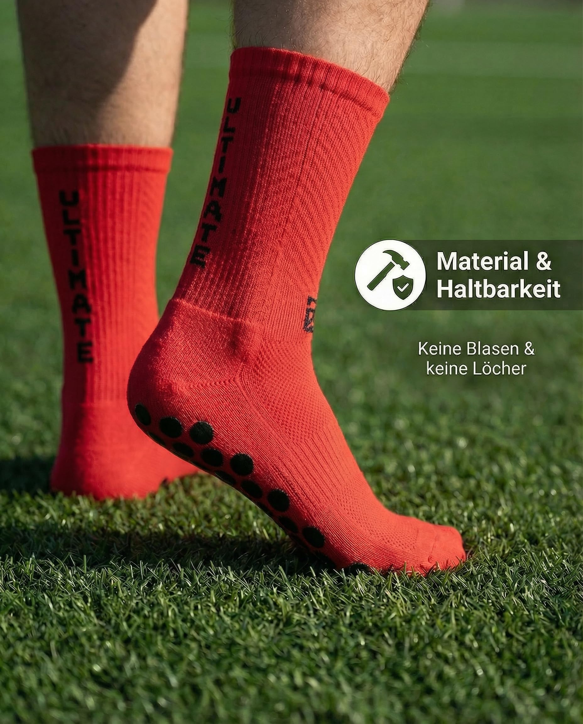Football Socks & Grip Socks 3er Pack – Fußball-Socken Herren mit 6 Monate Anti-Loch Garantie – Antirutschsocken, rutschfeste Socken, blasenfrei & Grip Socken Fussball – Sport Socken Set