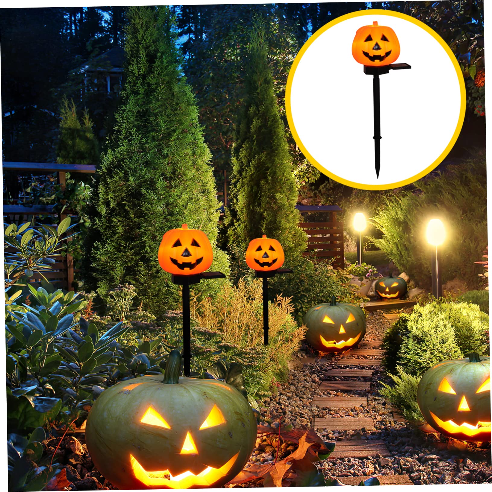 DOITOOL 2pezzi Lampada Solare Forma Di Zucca Led Per Giardino Decorazione Festiva Per Halloween e Ricaricabile Atmosfera Magica Per Esterni Luce Notturna Per Cortile e Patio