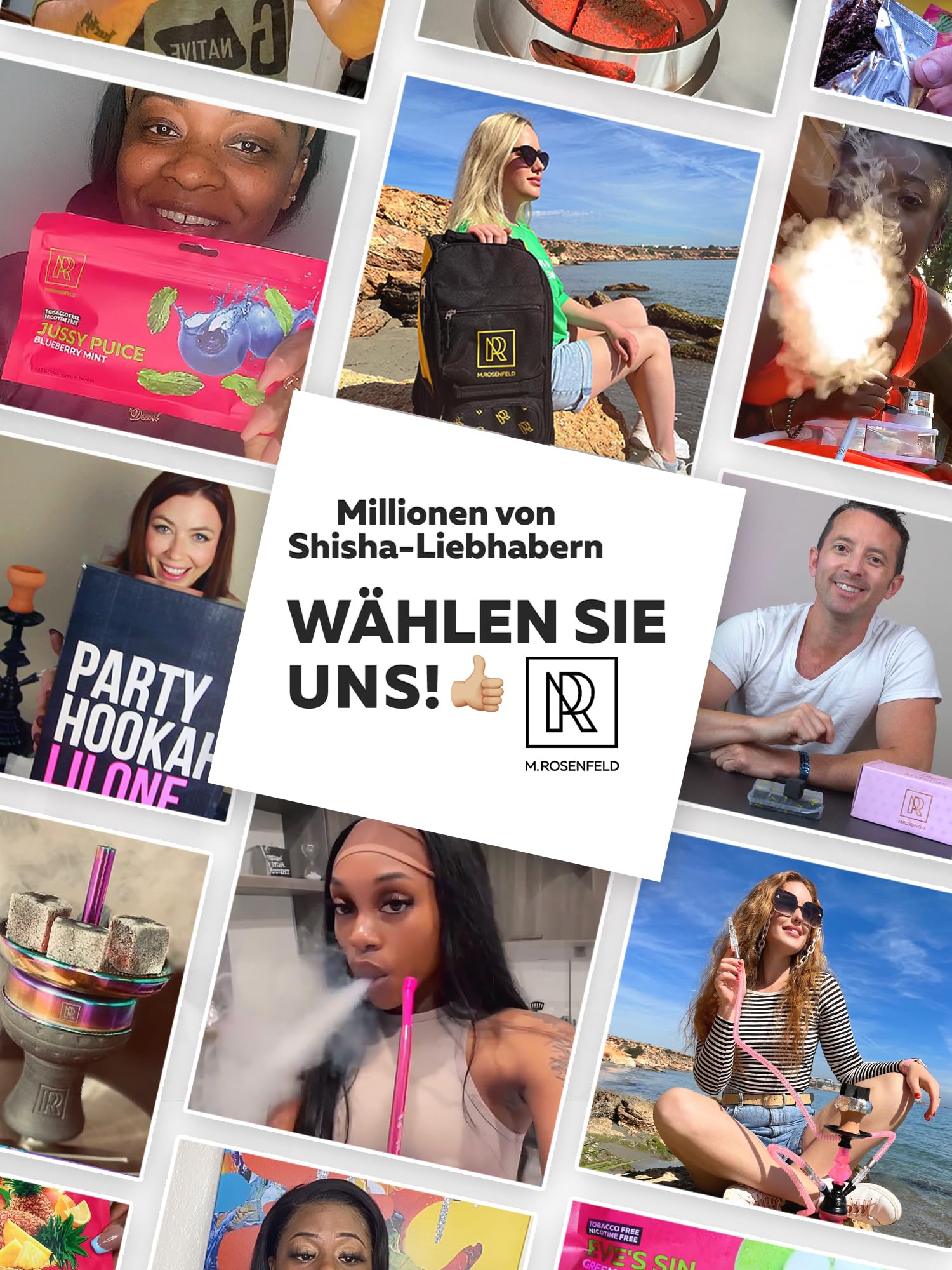 M. ROSENFELD Shisha Set Komplett To Go mit Tasche & Premium Zubehör – Kopf Set mit HMD, Mundstück, Aluminium Tauchrohr, Diffusor & Acryl Bowl Schwarz