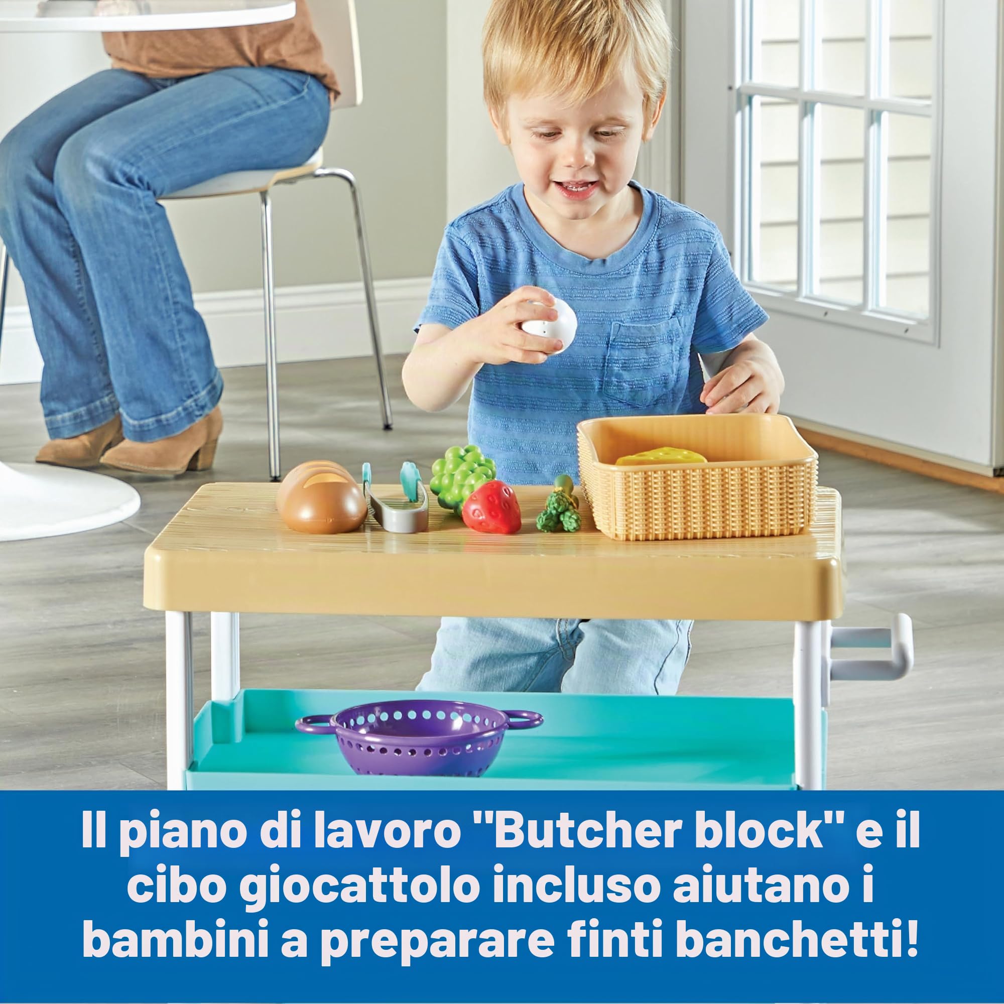 Learning Resources New Sprouts Cucina Prepara e Conserva, età 2+, Accessori da Cucina Giocattolo con 6 Pezzi di Alimenti Inclusi