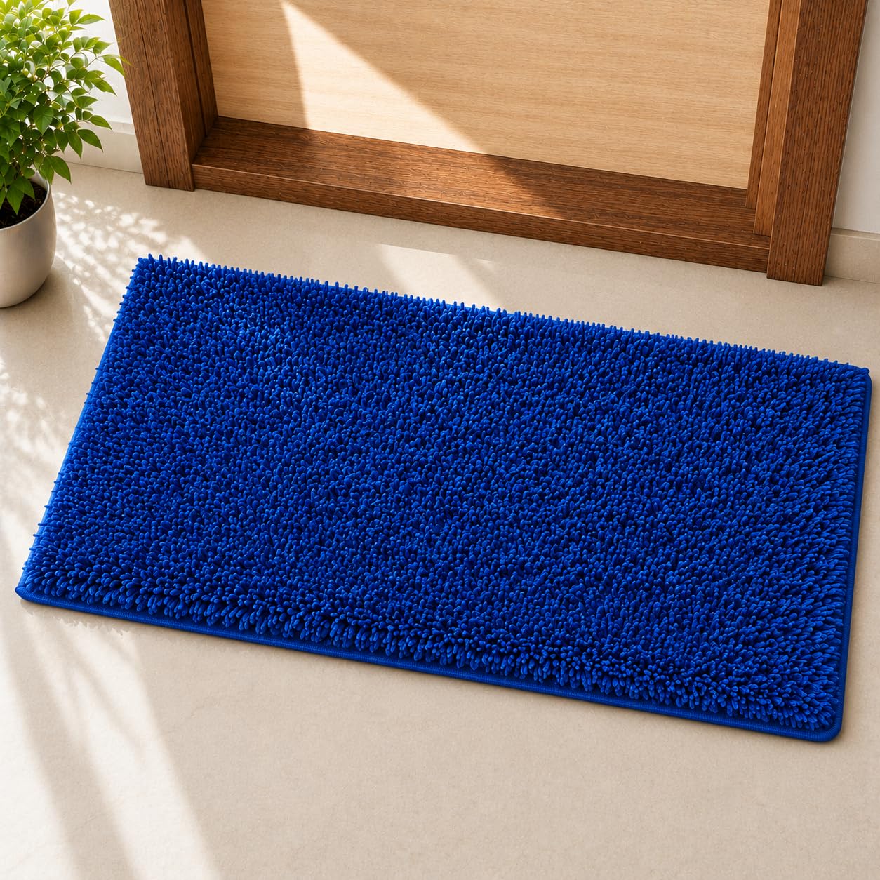 Soft Glossy Doormat for Outdoor and Indoor Big Size, Antiskid, Anti-Slip Technology, Soft Washable Door mat Rug for Home (Electric Blues)-image-1