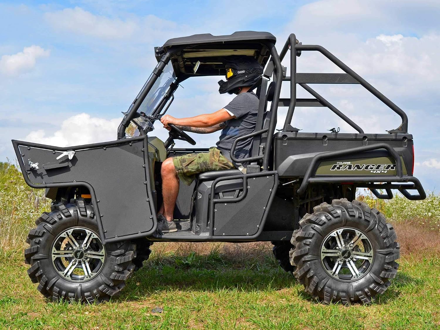 SuperATV Aluminum Doors Compatible with 2016+ Polaris Ranger Full-Size 570 (Round Cage), See Fitment, Preassembled, Easy-to-Install, Ergonomic and Stylish Design, Powder coated