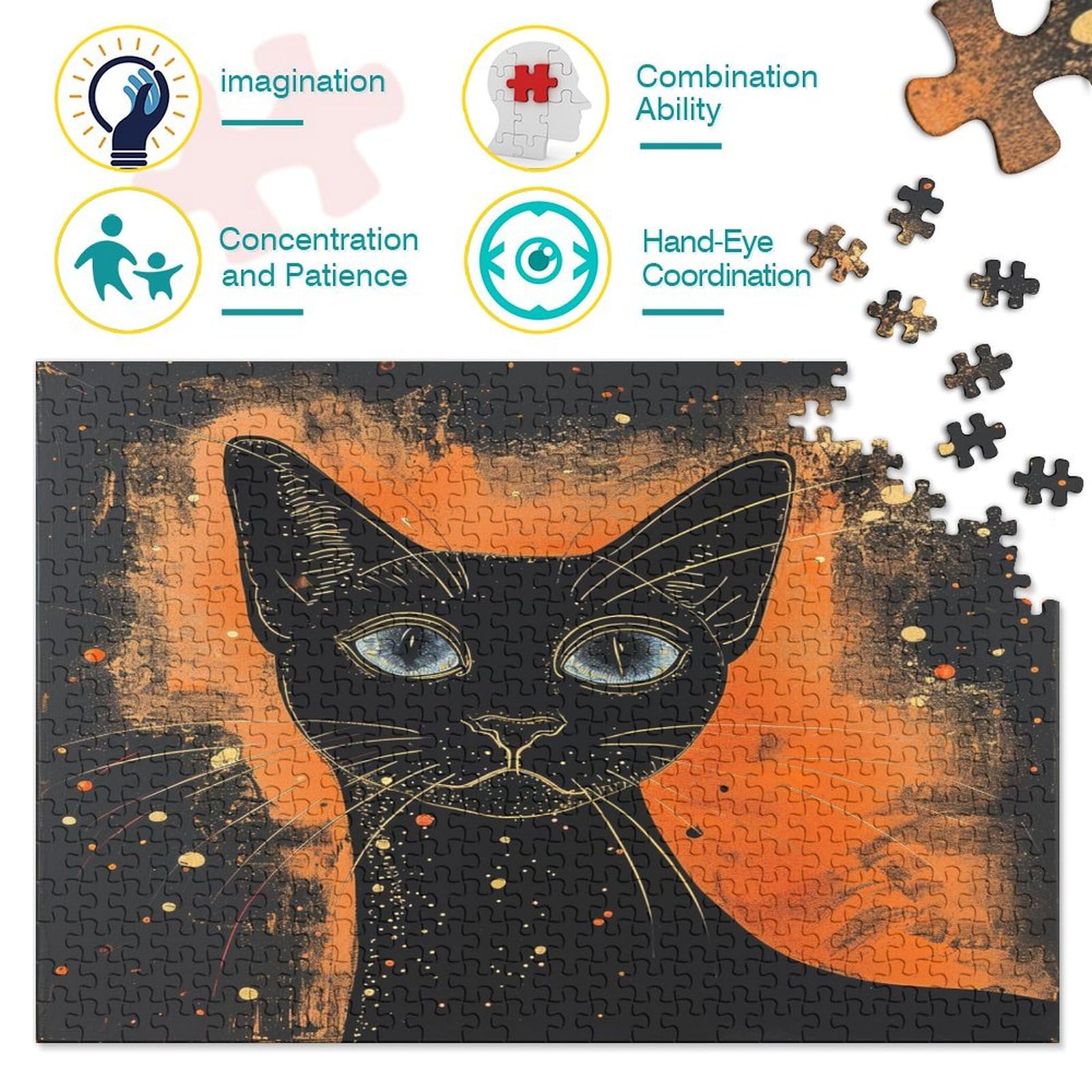 Siamese Cat Puzzles 1000 elementów, puzzle dla dorosłych, puzzle - wysokiej jakości nadruk 1000 sztuk (75 x 50 cm)