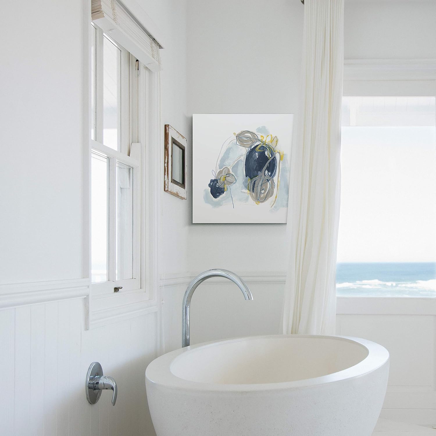 Renditions Gallery Canvas Wall Art Prints for Home Decor Blue Contemporary Garden Tumble Wall Hanging Abstract Artwork Prints for Bedroom Dining Living Room Office Home Kitchen Wall Decor - 16"X16"